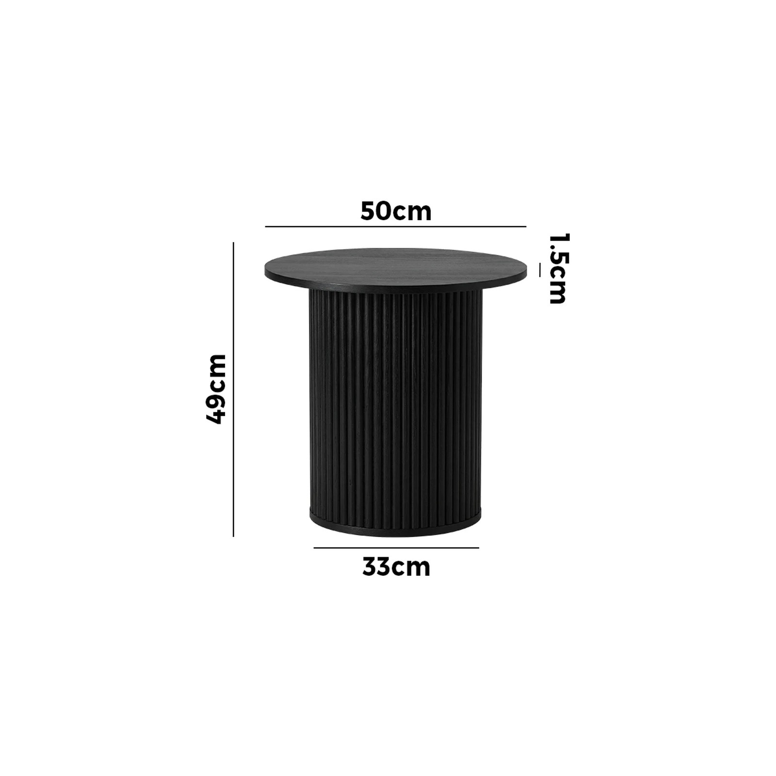 2 Oikiture Coffee Table Side End Tables Sofa Desk Bedside Round Wood - Black, 2 of 9