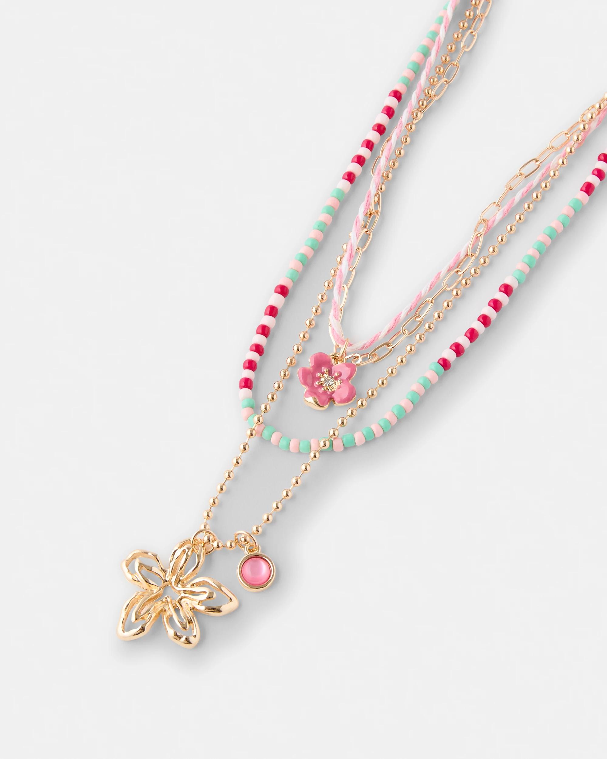 2 4 Pack Flower Necklace Gold, 2 of 4