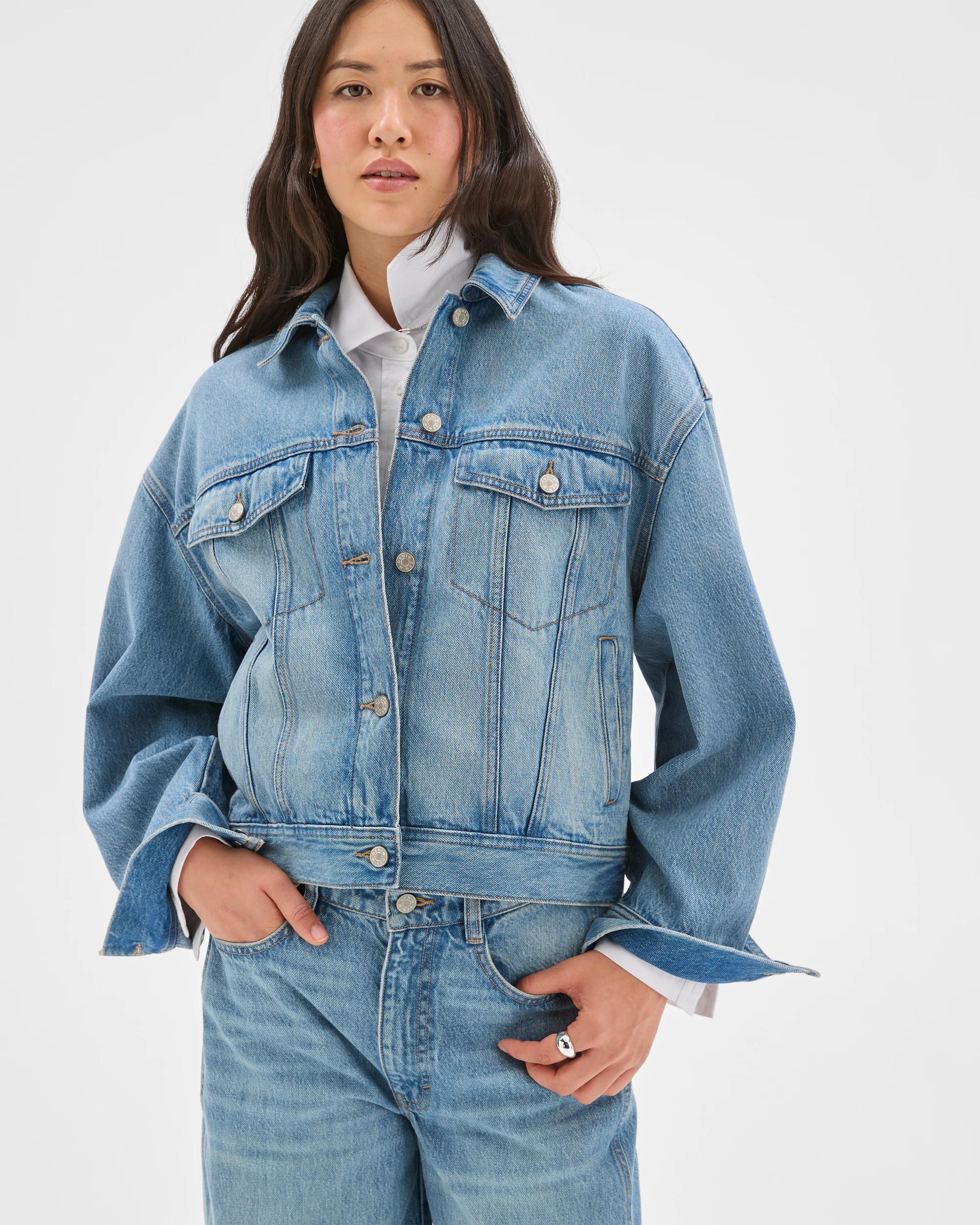4 Target Denim Cocoon Sleeve Denim Jacket VINTAGE WORN, 4 of 7
