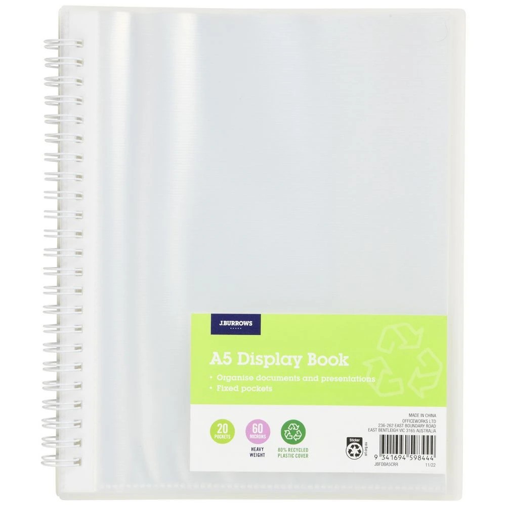 1 J.Burrows A5 Display Book 20 Pockets Clear, 1 of 3