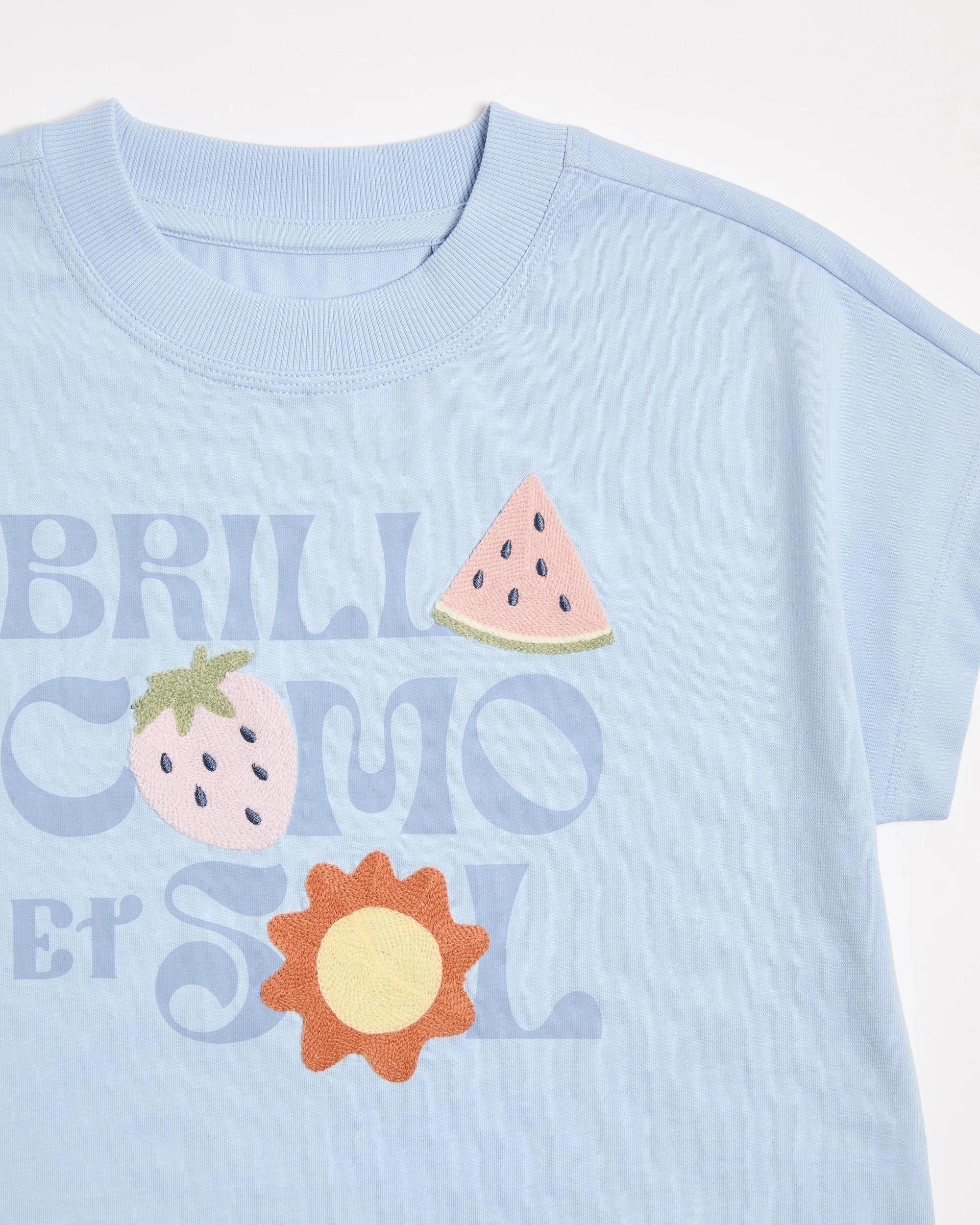 5 Target Australian Cotton Extended Shoulder Applique T-shirt BLUE FRUIT, 5 of 5