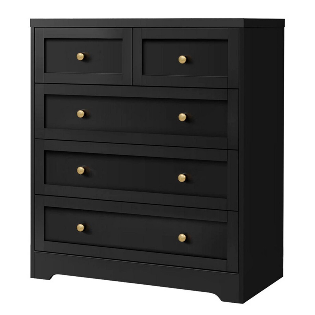 1 Alfordson 5 Chest of Drawers Hamptons Storage Cabinet Dresser Tallboy - Black, 1 of 8