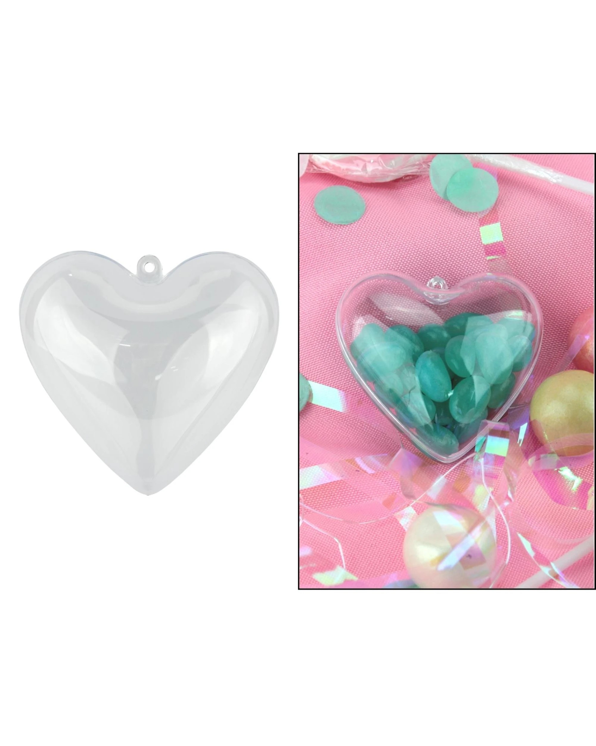 1 Party Maker Clear Plastic Fillable Heart 6cm, 1 of 5