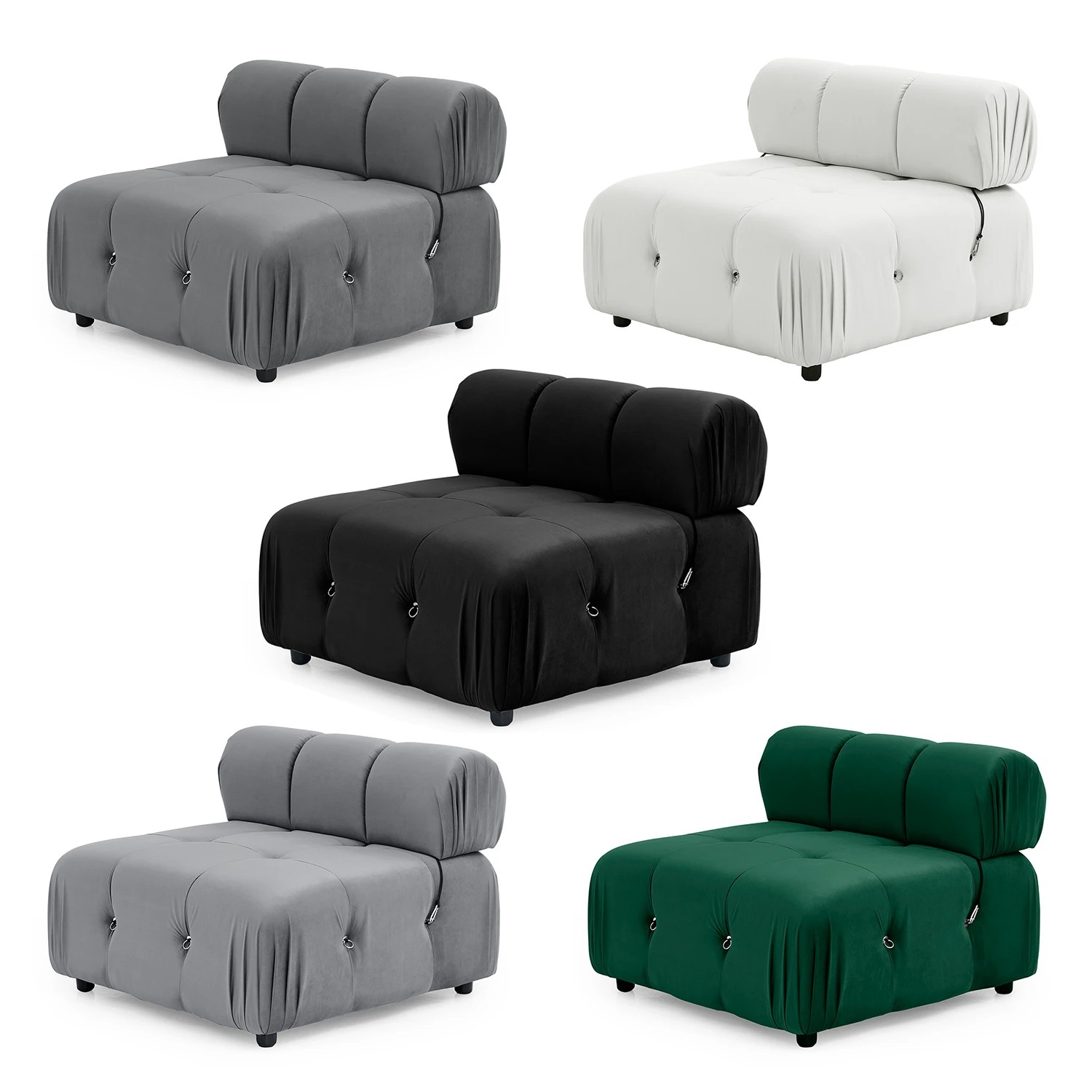 Foret 1pc Armless Seat Modular Extension Lounge Couch Tufted Velvet ...