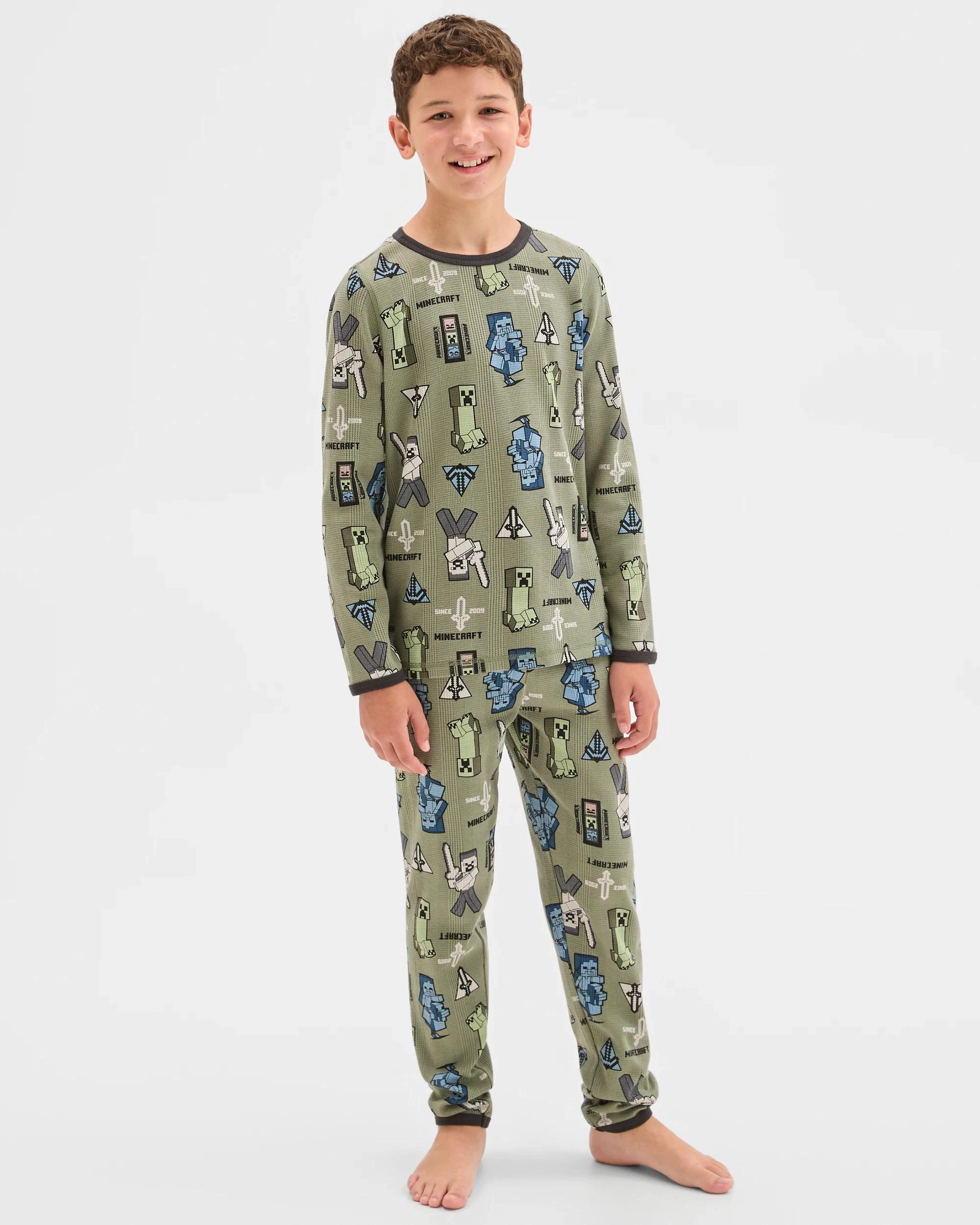 1 Target Minecraft Australian Cotton Older Boys Waffle Knit Pyjama Set MINECRAFT, 1 of 7