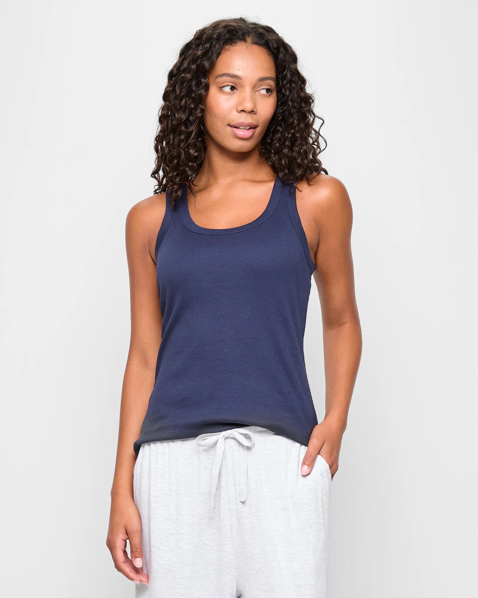 1 Target Australian Cotton Sleep Shelf Bra Tank Top NAVY BLUE, 1 of 5