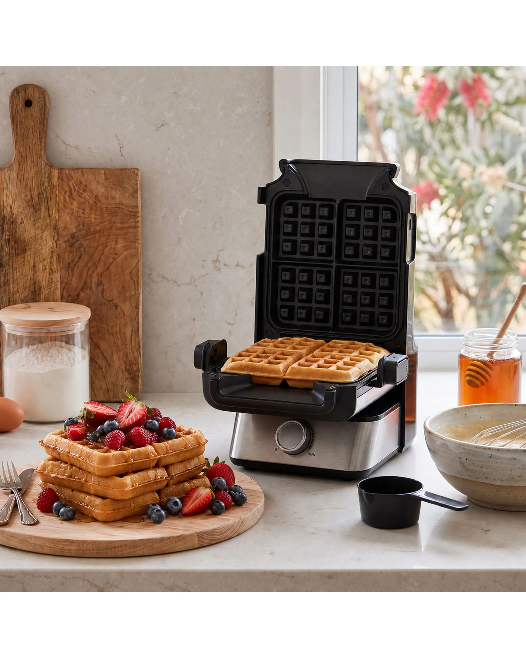 Healthy Choice Vertical Waffle Maker 1000W PFAS-Free Non-Stick ...