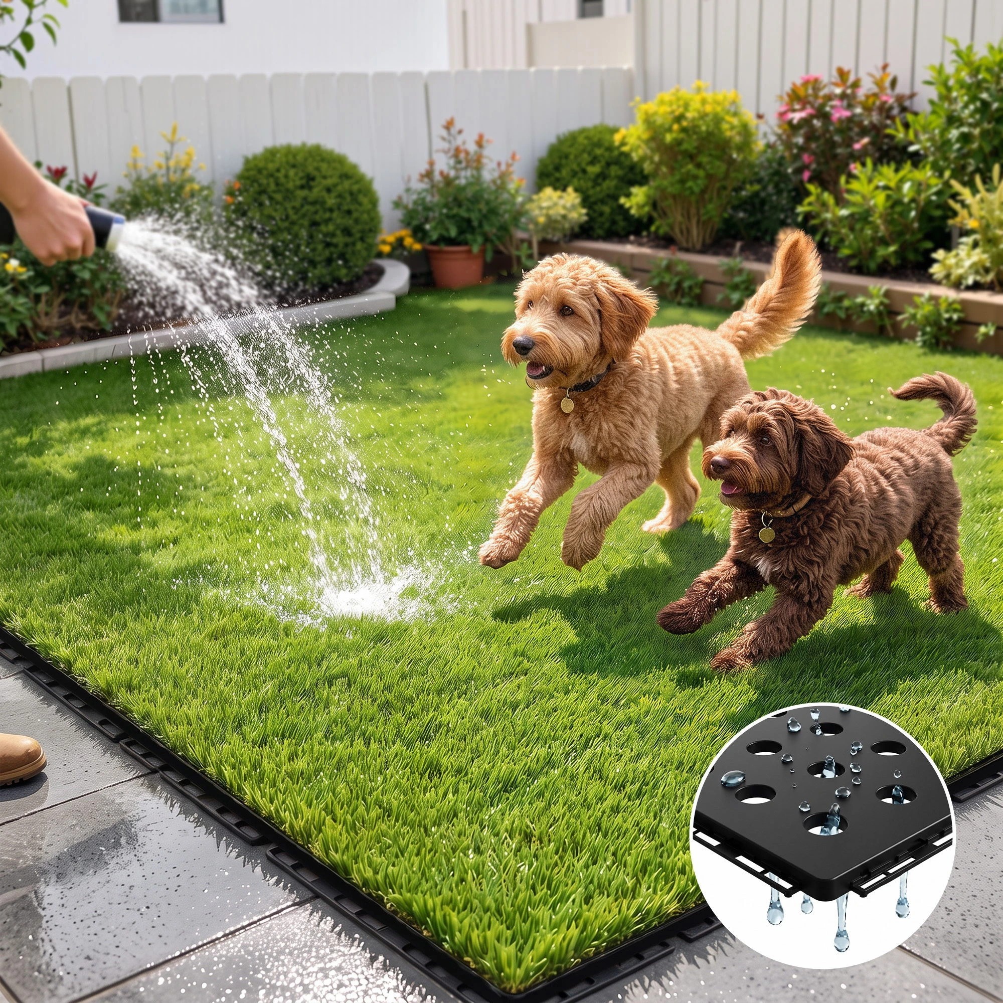 PRIME TURF Artificial Grass Turf Tiles Interlocking Fake Grass Mat for ...