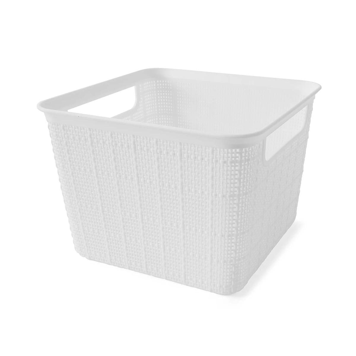 3 3.5L Linen Weave Square Basket - White, 3 of 8