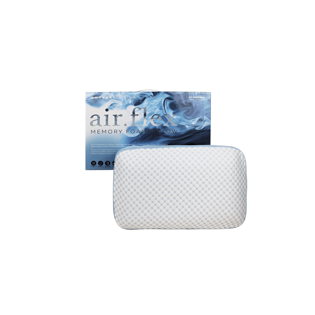 4 Odyssey Living Air Flex Memory Foam Pillow, 60 x 40 x 13 cm, White - White, 4 of 4