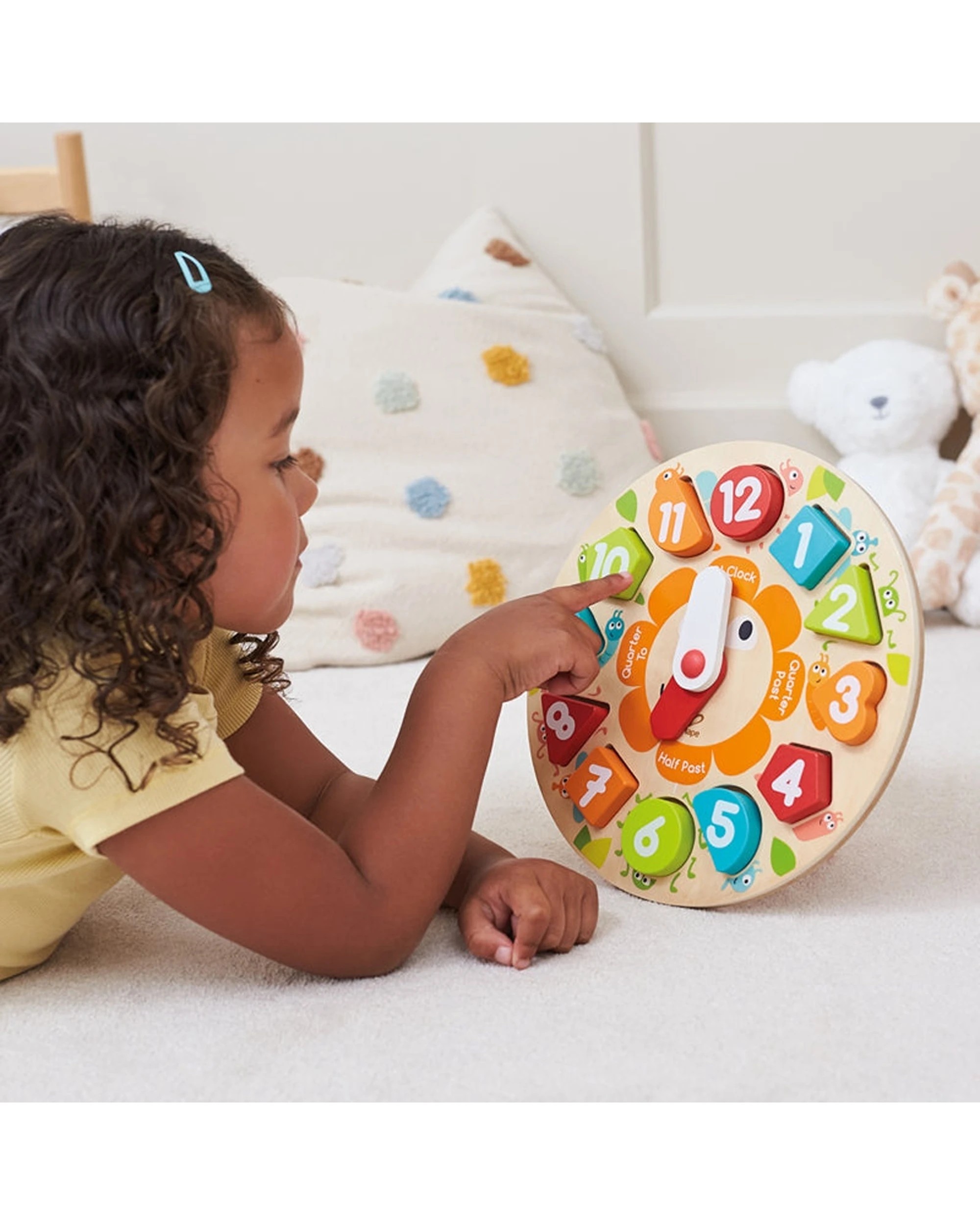 3 Hape Chunky Clock Puzzle Learn To Tell Time Colourful Shapes Educational Toy - Multi, 3 of 4