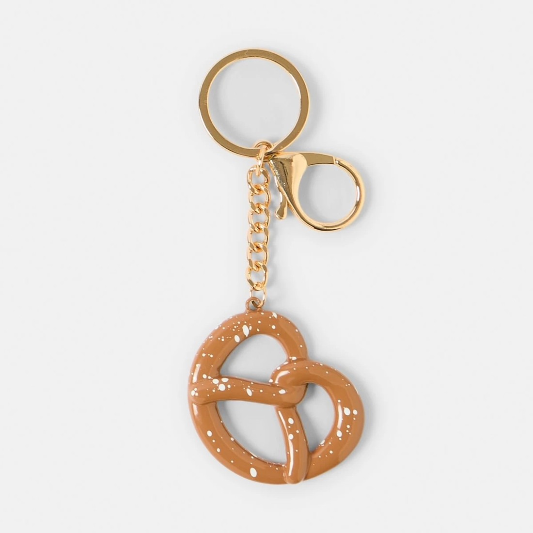 1 Pretzel Charm Keyring - Brown and Gold Tone, 1 of 3