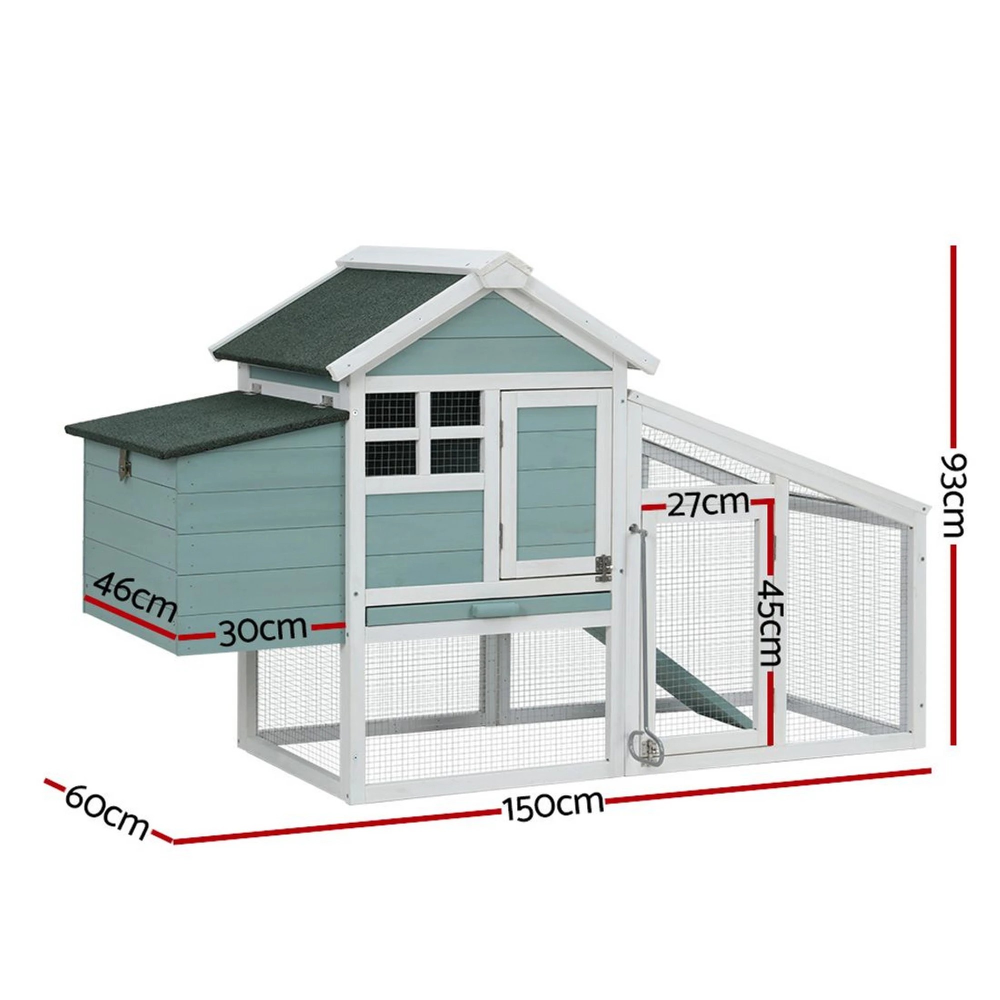 3 i.Pet Chicken Coop Rabbit Hutch Large House Run Cage Wooden Outdoor Bunny Coops - Multi, 3 of 7