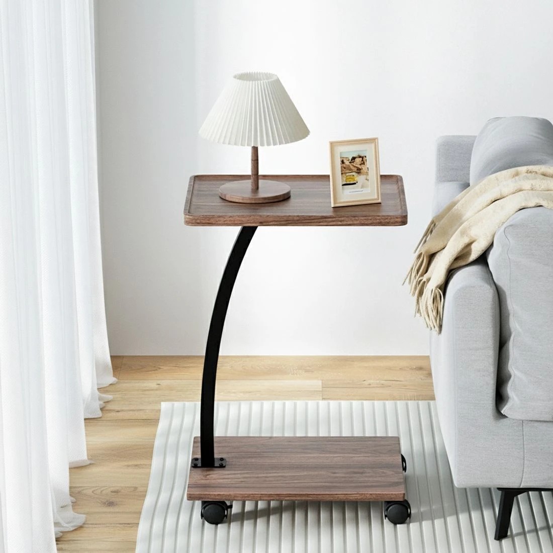 4 Artiss Coffee Table C Shaped - Brown, 4 of 5