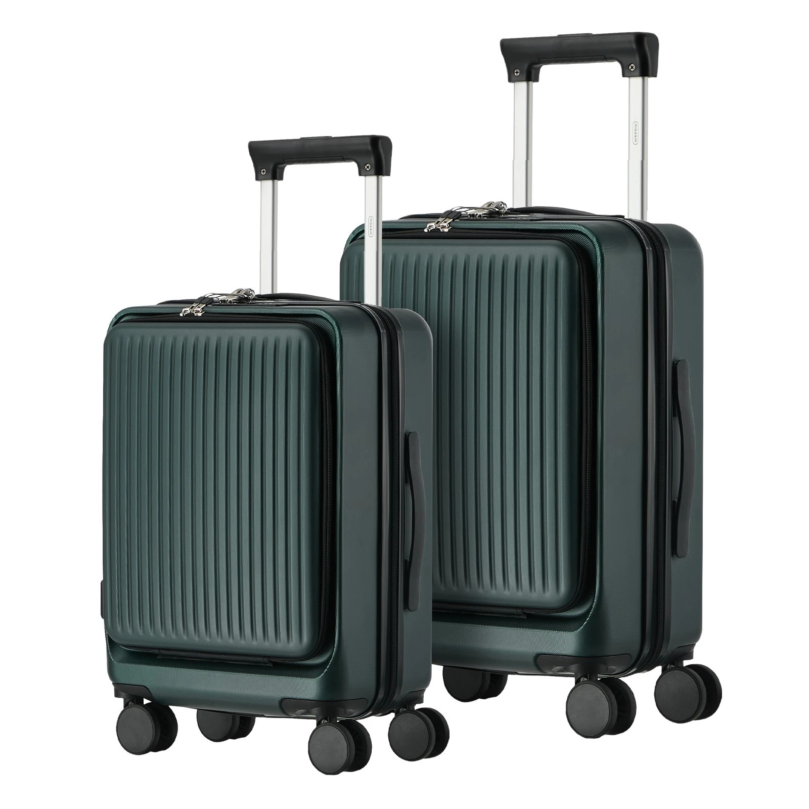1 Mazam 2PCS Luggage Suitcase Trolley Set Front Opening TSA Hard Case - Green, 1 of 8