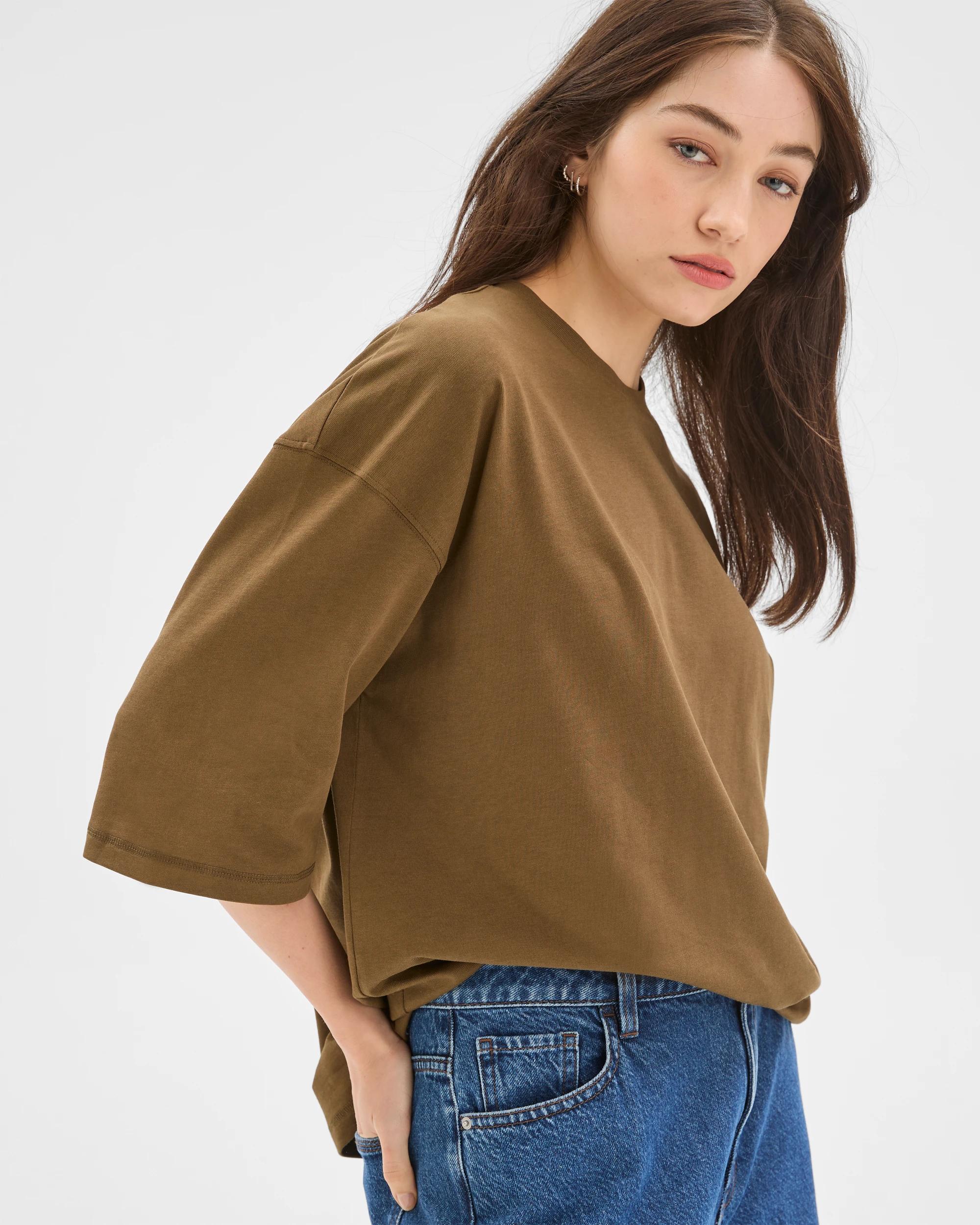 4 Lily Loves Australian Cotton Oversized T-Shirt DEEP MOSS, 4 of 6
