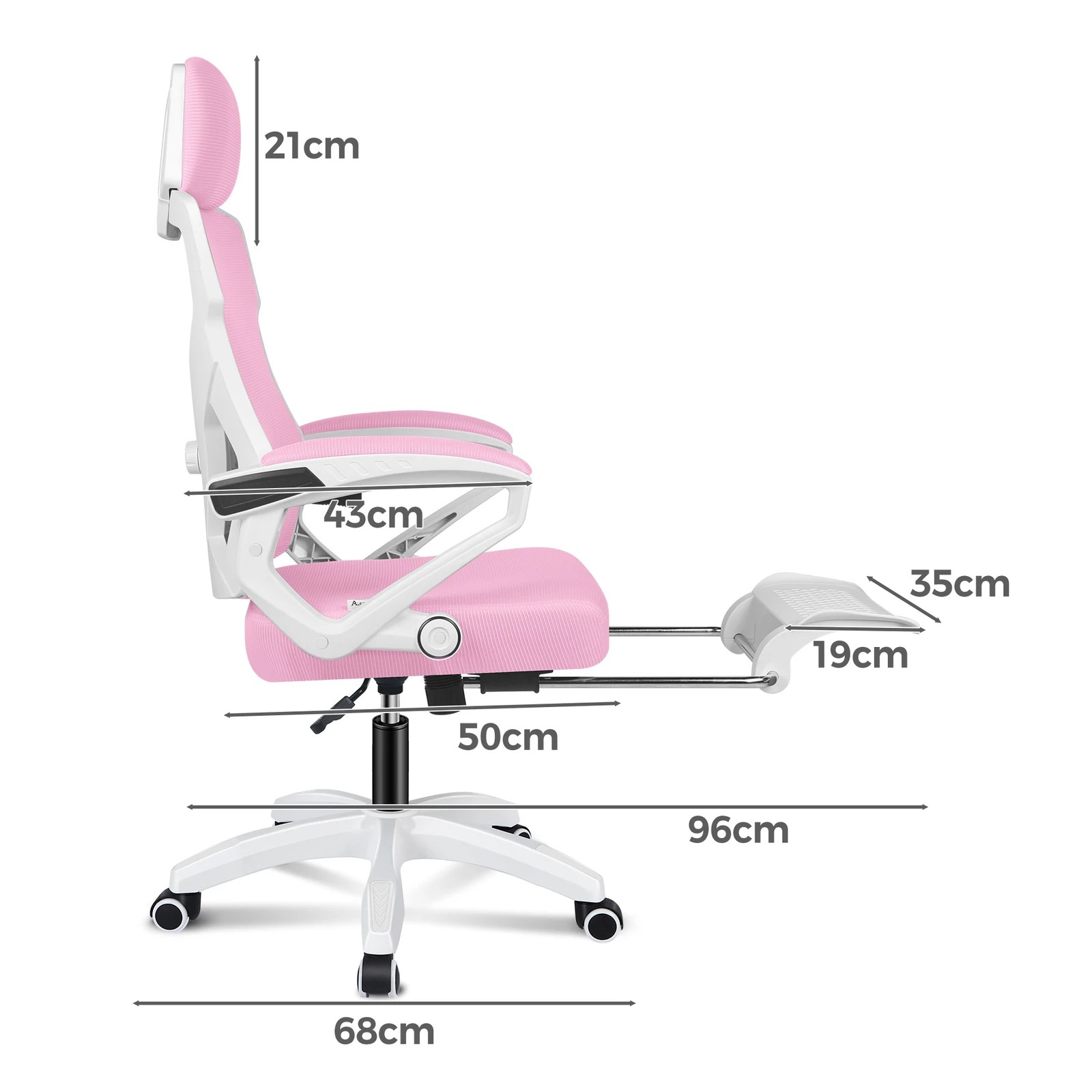 6 Alfordson Office Desk Chair Mesh Executive Computer Fabric Seat Recliner Work - Pink, 6 of 6