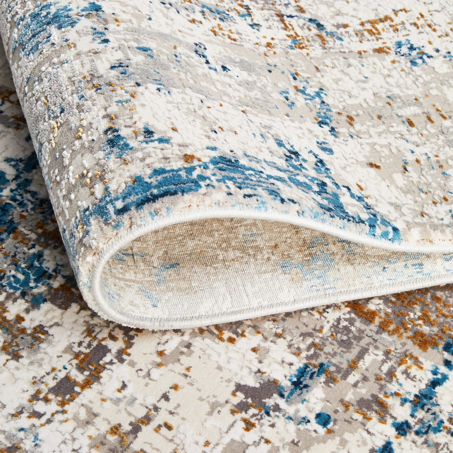 9 Common Ground Rugs Glimmers 108 290x200cm - Large Bamboo Silk Power Loomed Floor Rug - Blue, 9 of 9