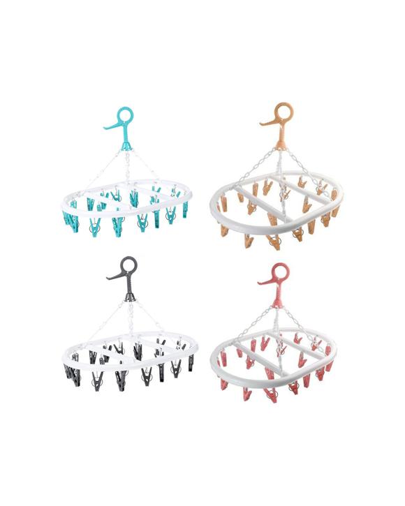 Boxsweden 20 Peg Hanging Dryer - Clothes Pegs - Easy Grip Pegs - 4 Pack - Assorted