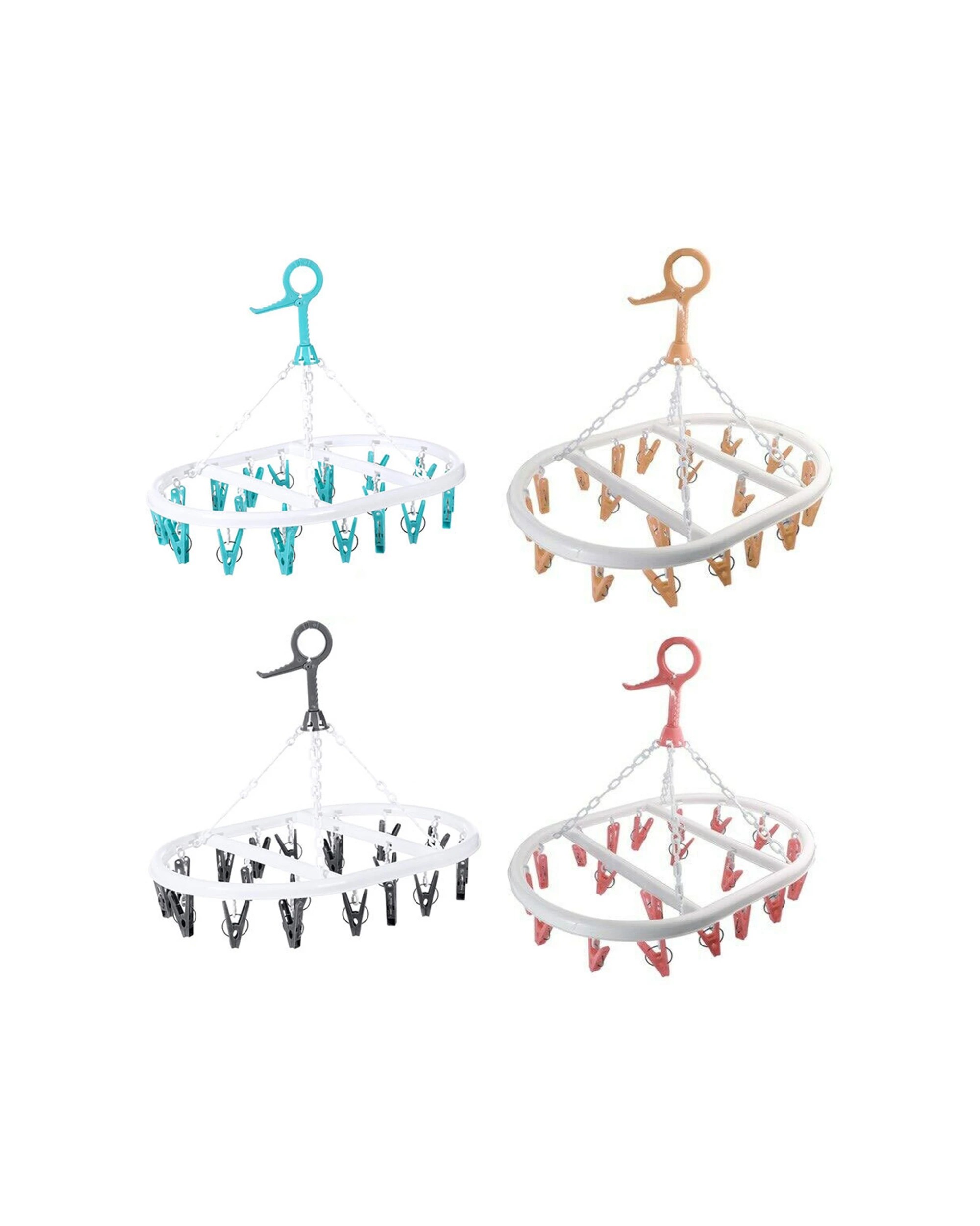 1 Boxsweden 20 Peg Hanging Dryer - Clothes Pegs - Easy Grip Pegs - 4 Pack - Assorted, 1 of 5