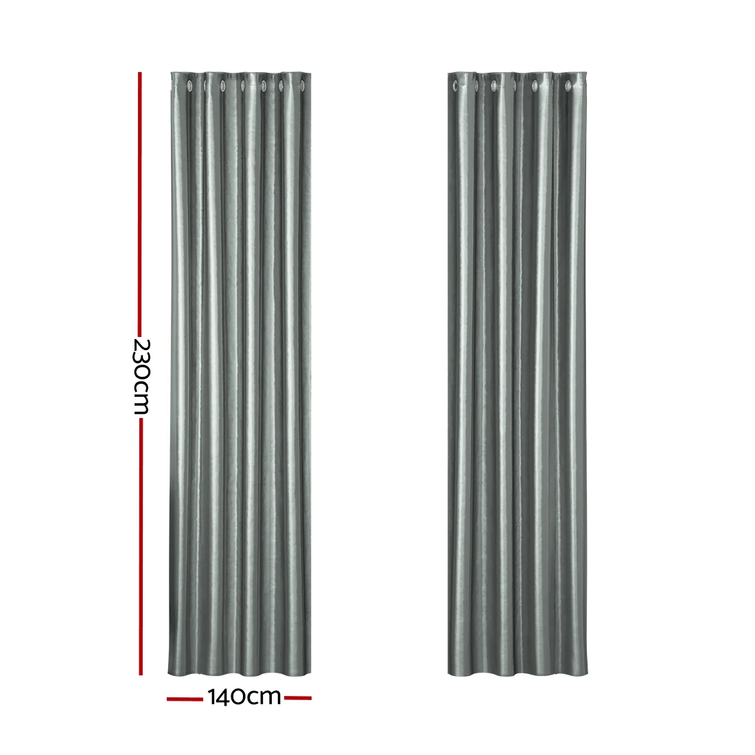 2 Artiss 2X Blockout Curtains Eyelet 140x230cm Shine - Grey, 2 of 6