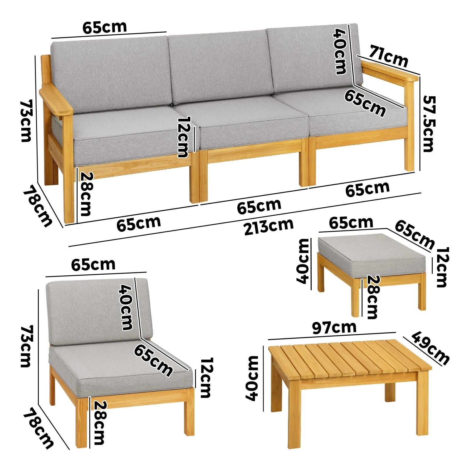 2 Livsip 7 Piece Outdoor Sofa Set Lounge Setting - Multi, 2 of 8