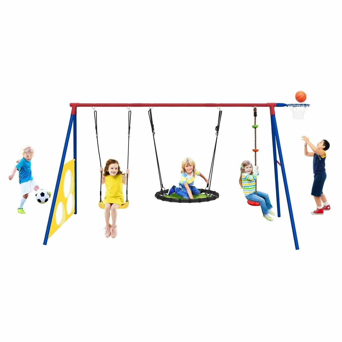 2 AUSWAY Outdoor Kids Swing Set Toys 5in1 Playset, 2 of 3