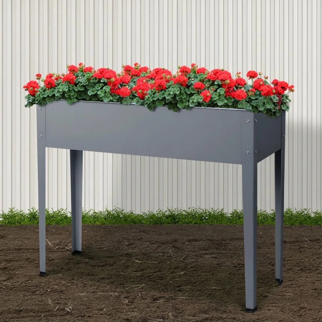 7 Green Fingers Garden Bed Elevated 100X80X30cm Planter Box Container Galvanised - Grey, 7 of 7
