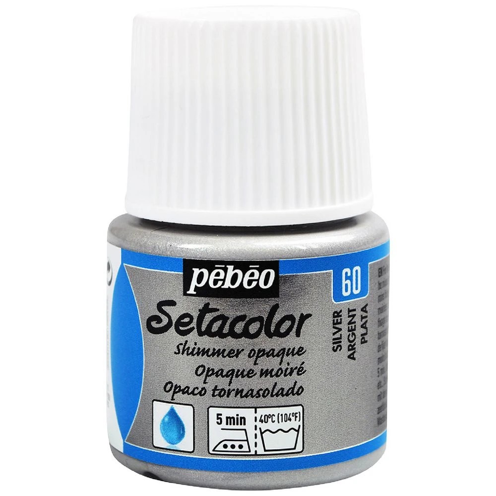 1 Pebeo Setacolor Fabric Paint 45mL Shimmer Silver, 1 of 1