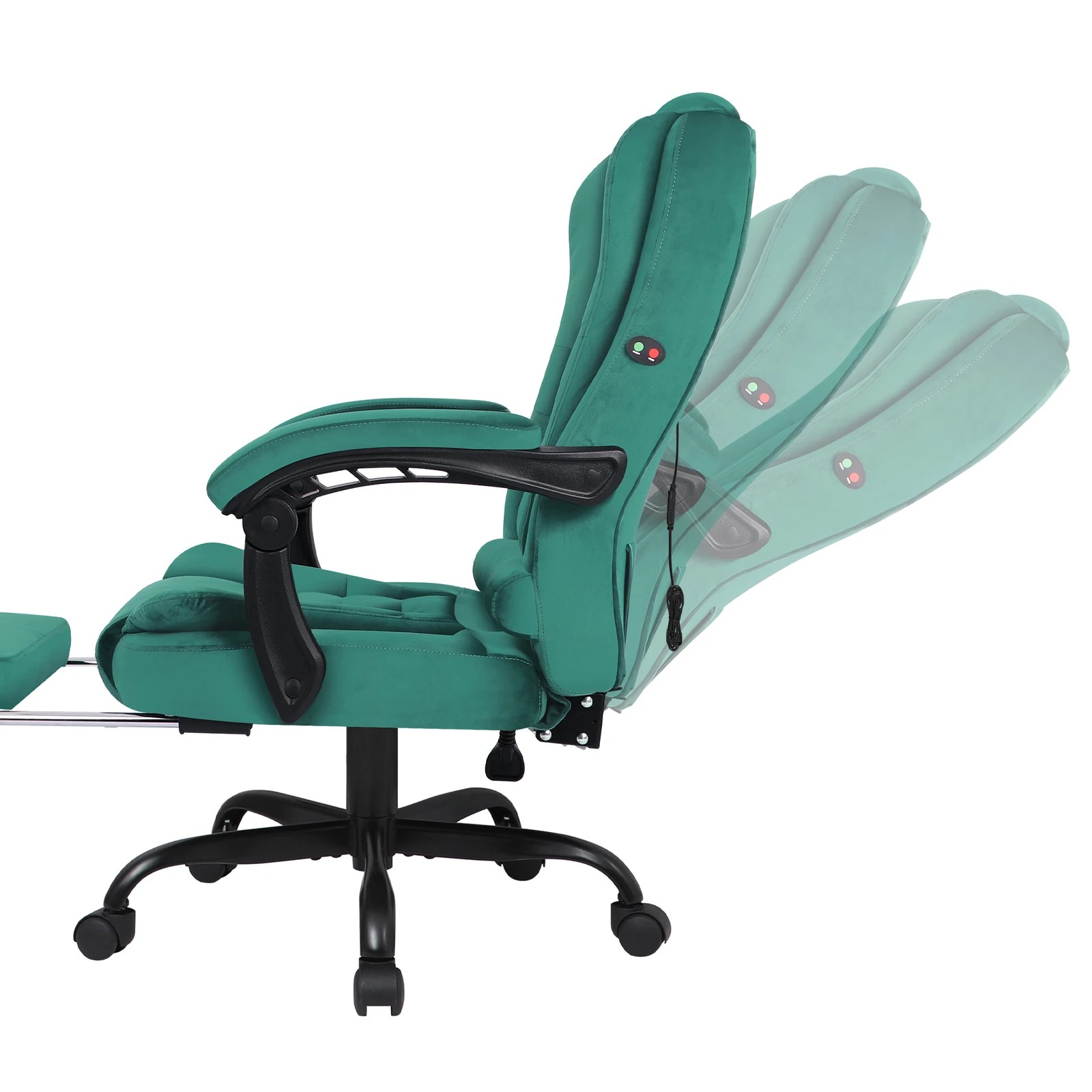 5 Alfordson Massage Office Chair Footrest Executive Gaming Racing Velvet Seat - Green, 5 of 10