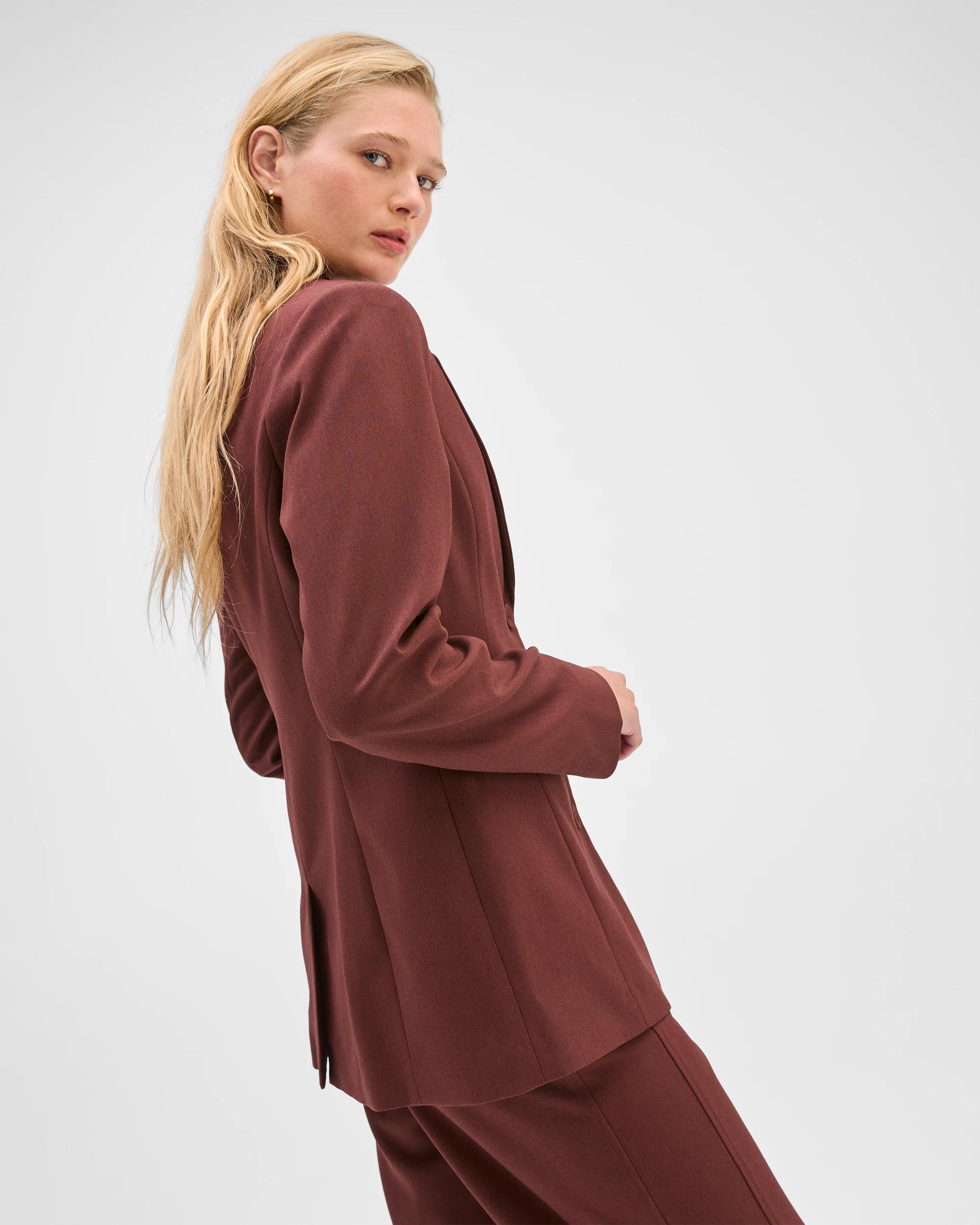 6 Preview Single Breasted Blazer RUM RAISIN, 6 of 10