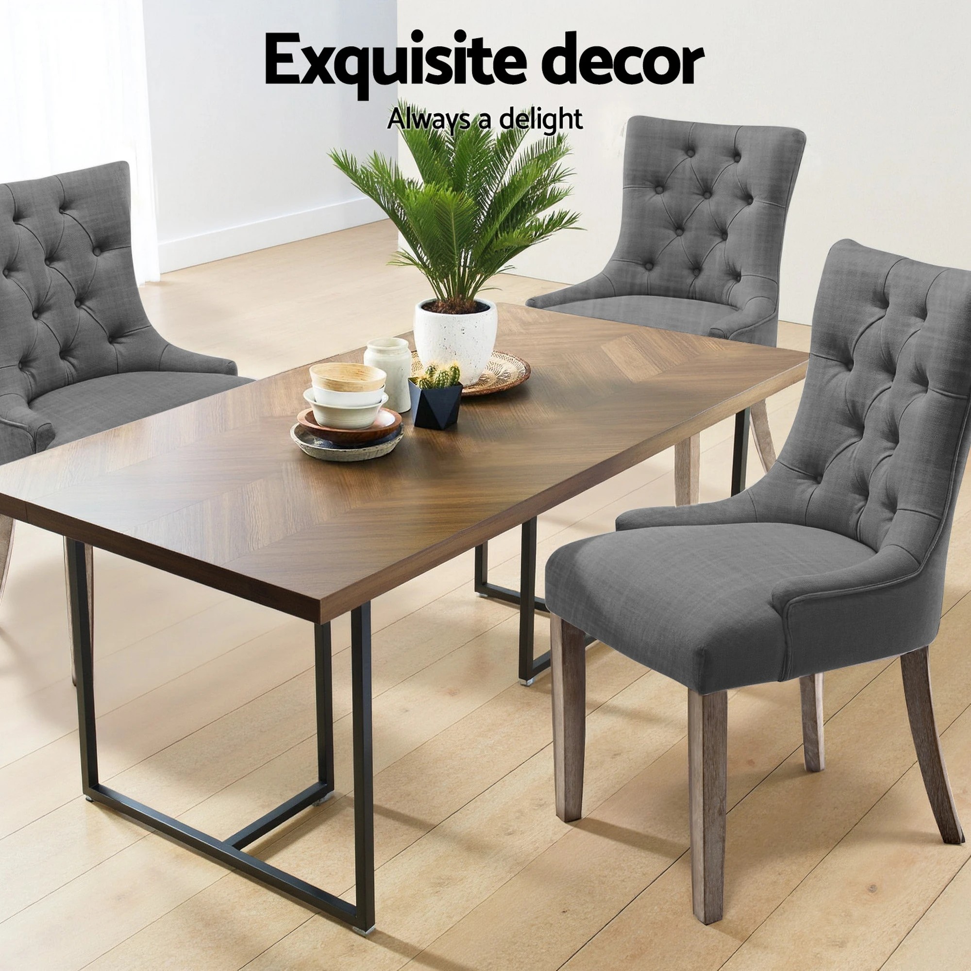 3 Artiss Dining Chairs Set of 4 Linen French Provincial - Grey, 3 of 5