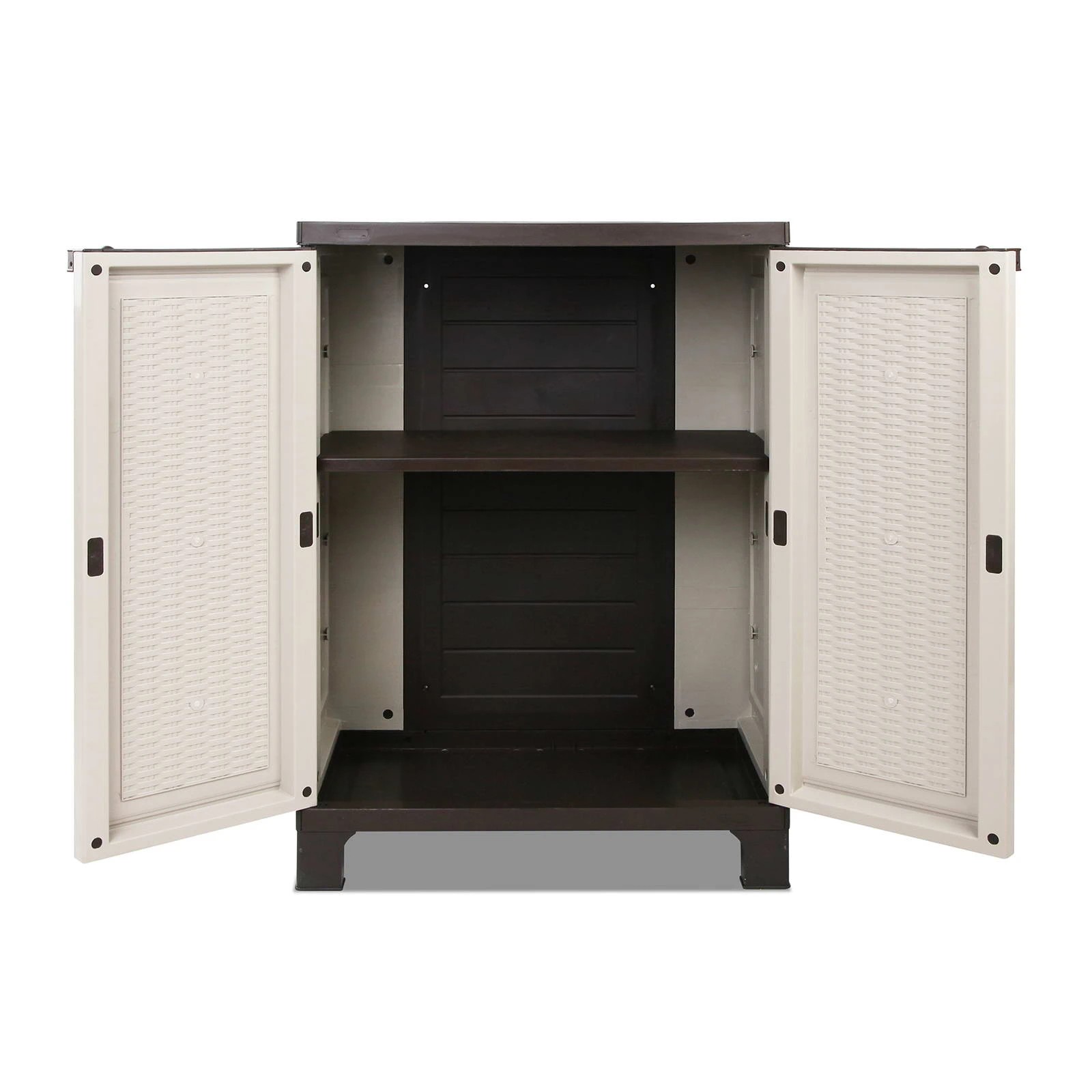 2 Gardeon Outdoor Storage Cabinet Box 92cm Lockable Cupboard Sheds Adjustable
 - White, 2 of 2