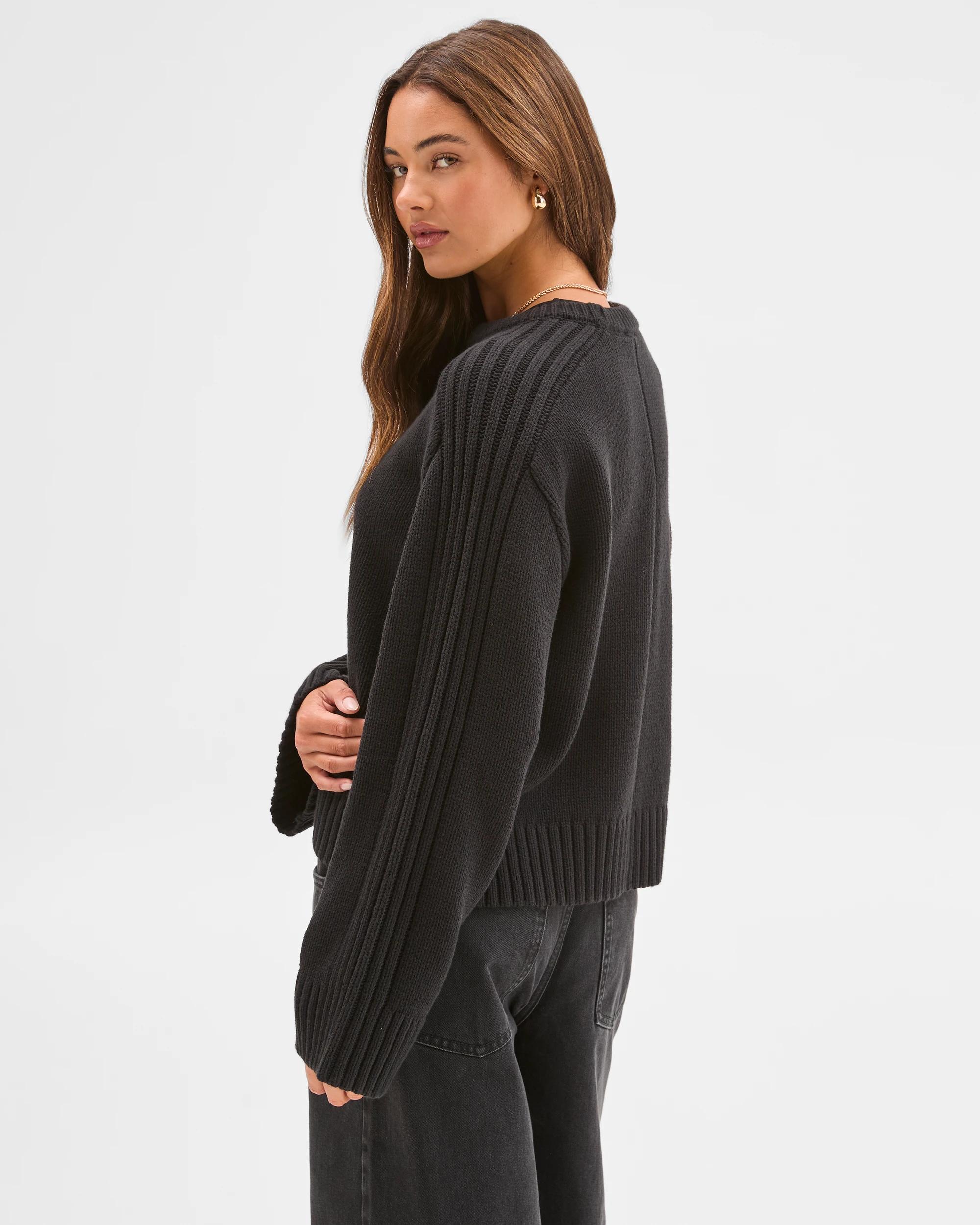 6 Lily Loves Australian Cotton Blend Crew Neck Knit Jumper BLACK, 6 of 6
