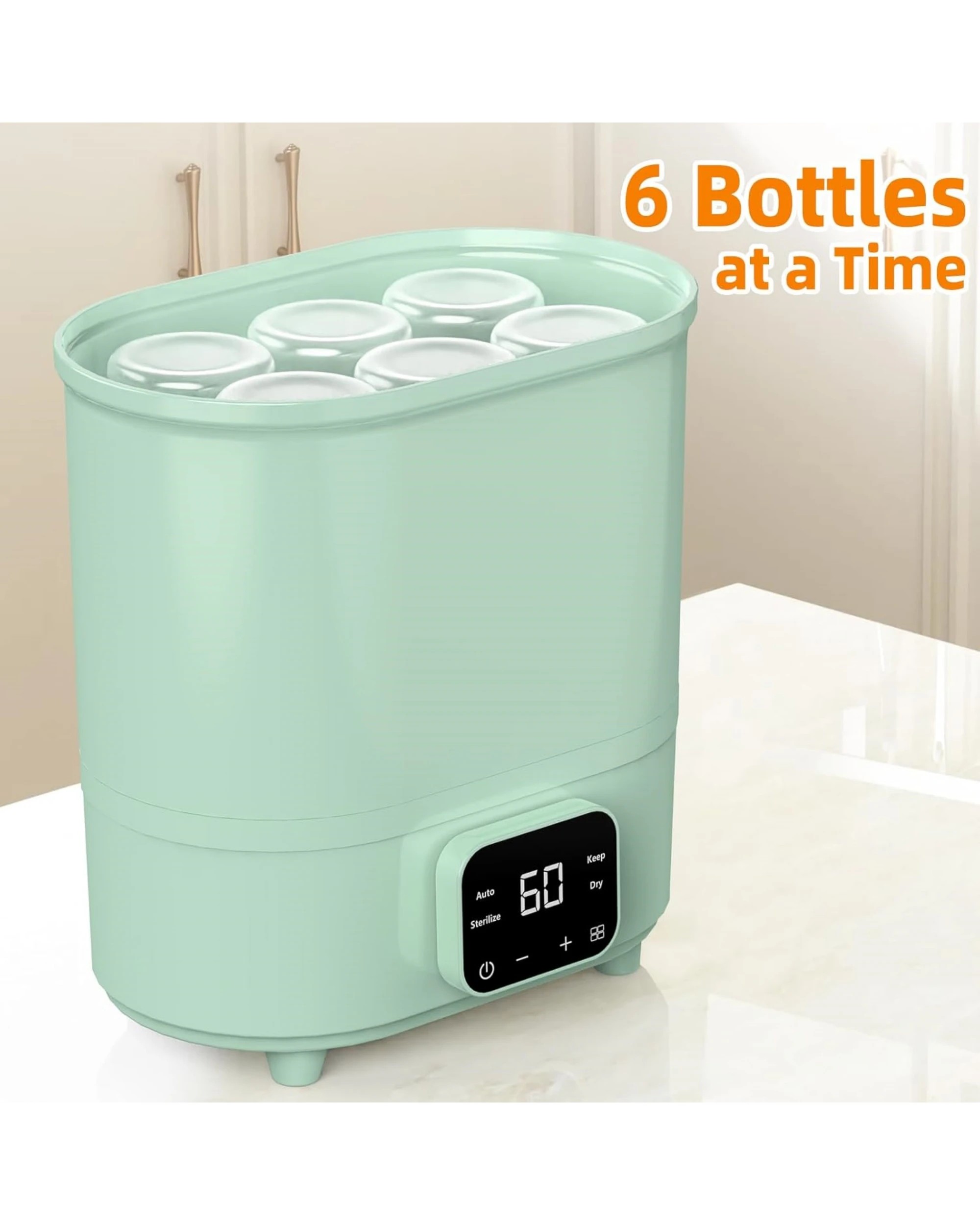 3 Advwin Baby Bottle Sterilizer, 4-in-1 Electric Steam Bottle Steriliser, Universal Fit For All Baby Items, Green, 3 of 7