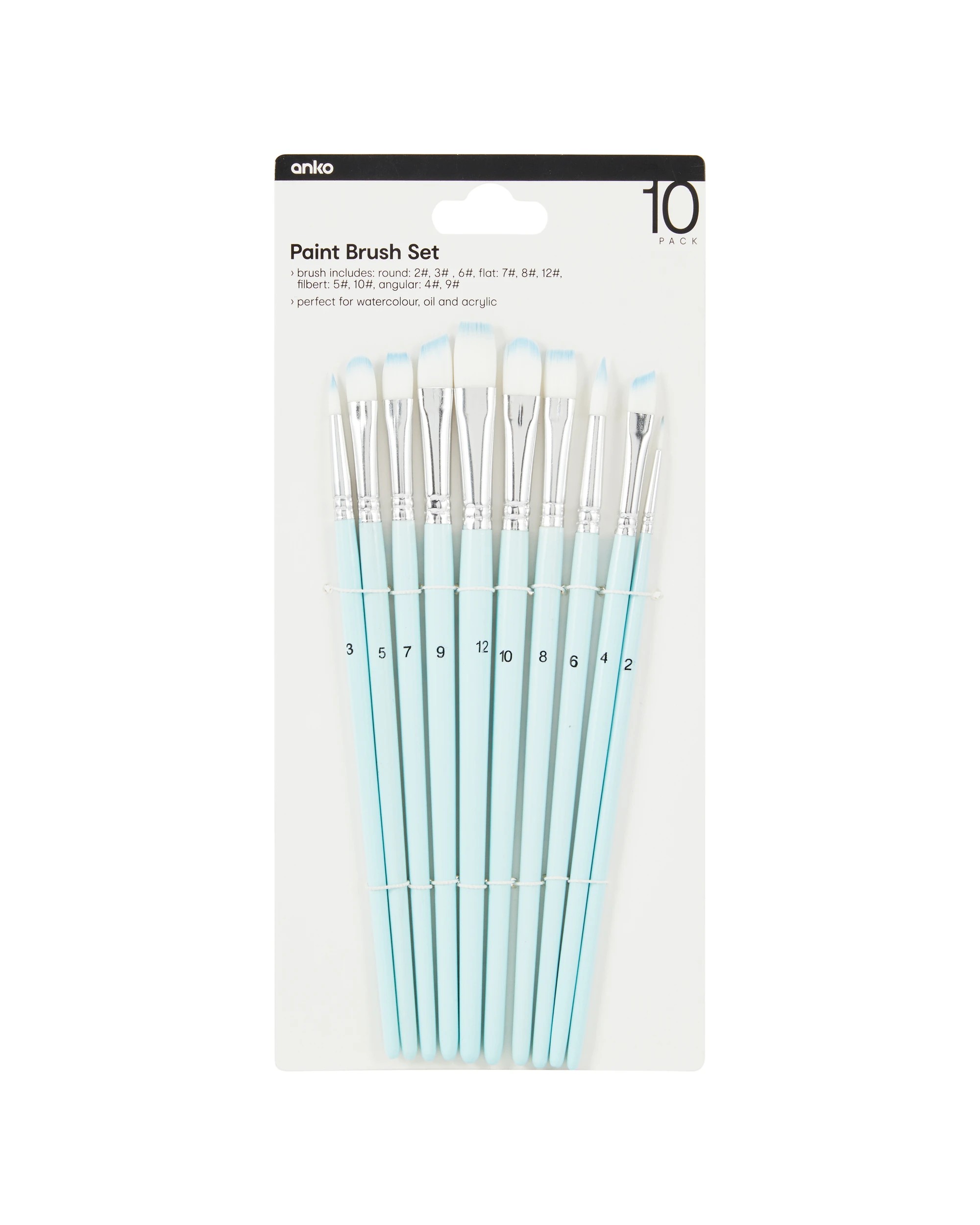 1 10 Pack Paint Brush Set - Blue, 1 of 3