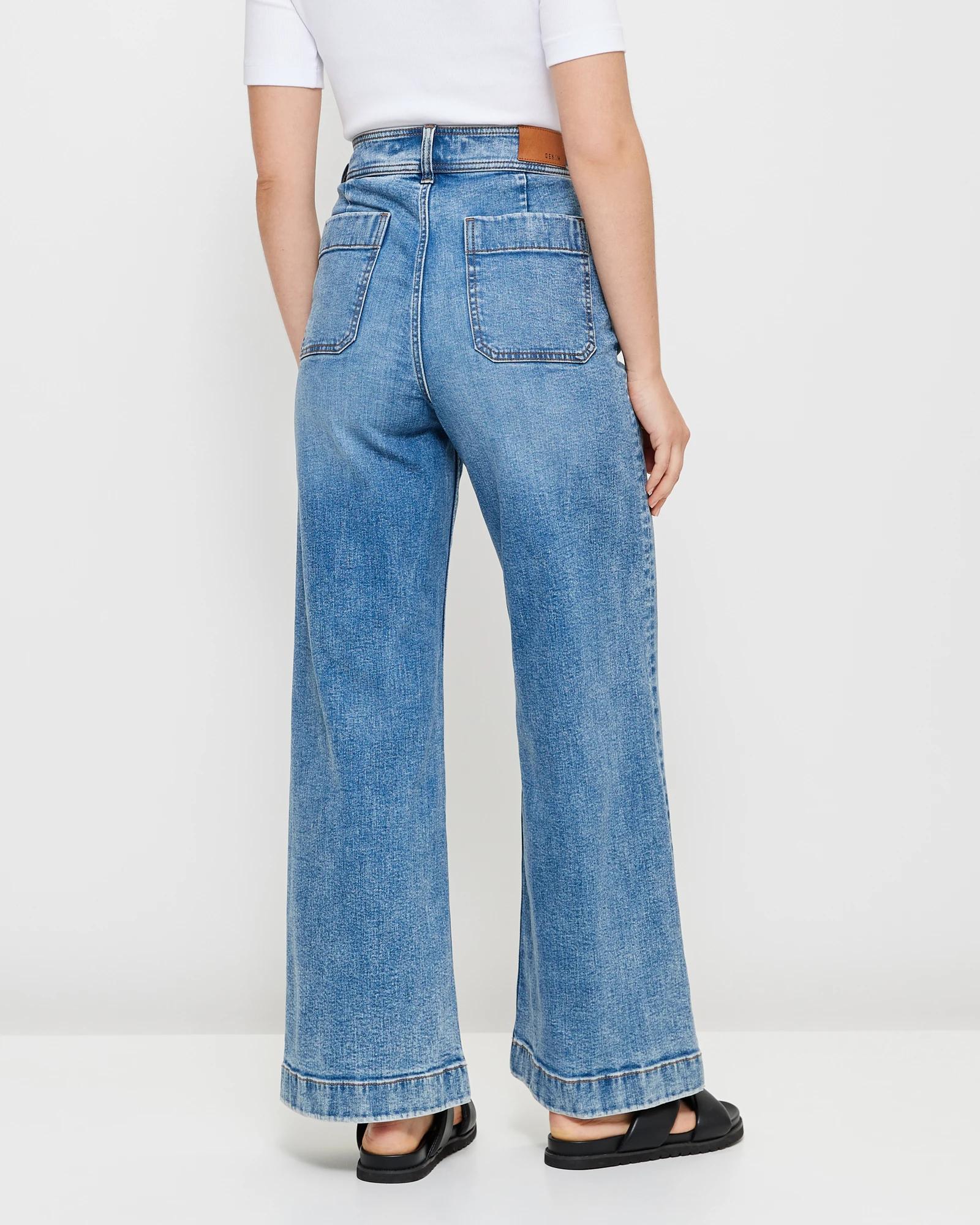4 Target Mila Wide Leg High Rise Full Length Flat Front Denim Jeans PACIFIC BLUE, 4 of 7