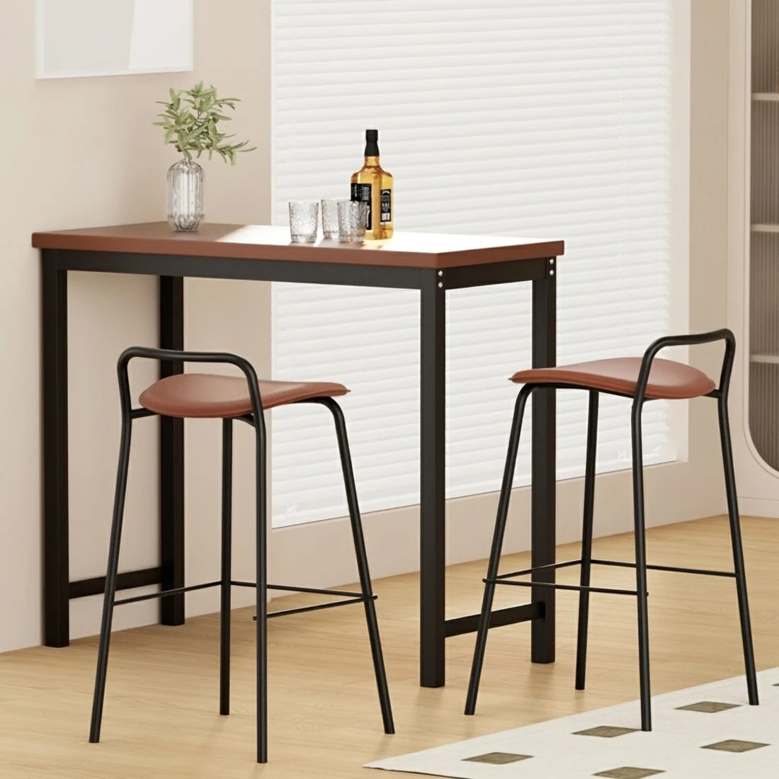 5 2x Artiss Bar Stools Kitchen Counter Stools Metal - Brown, 5 of 6