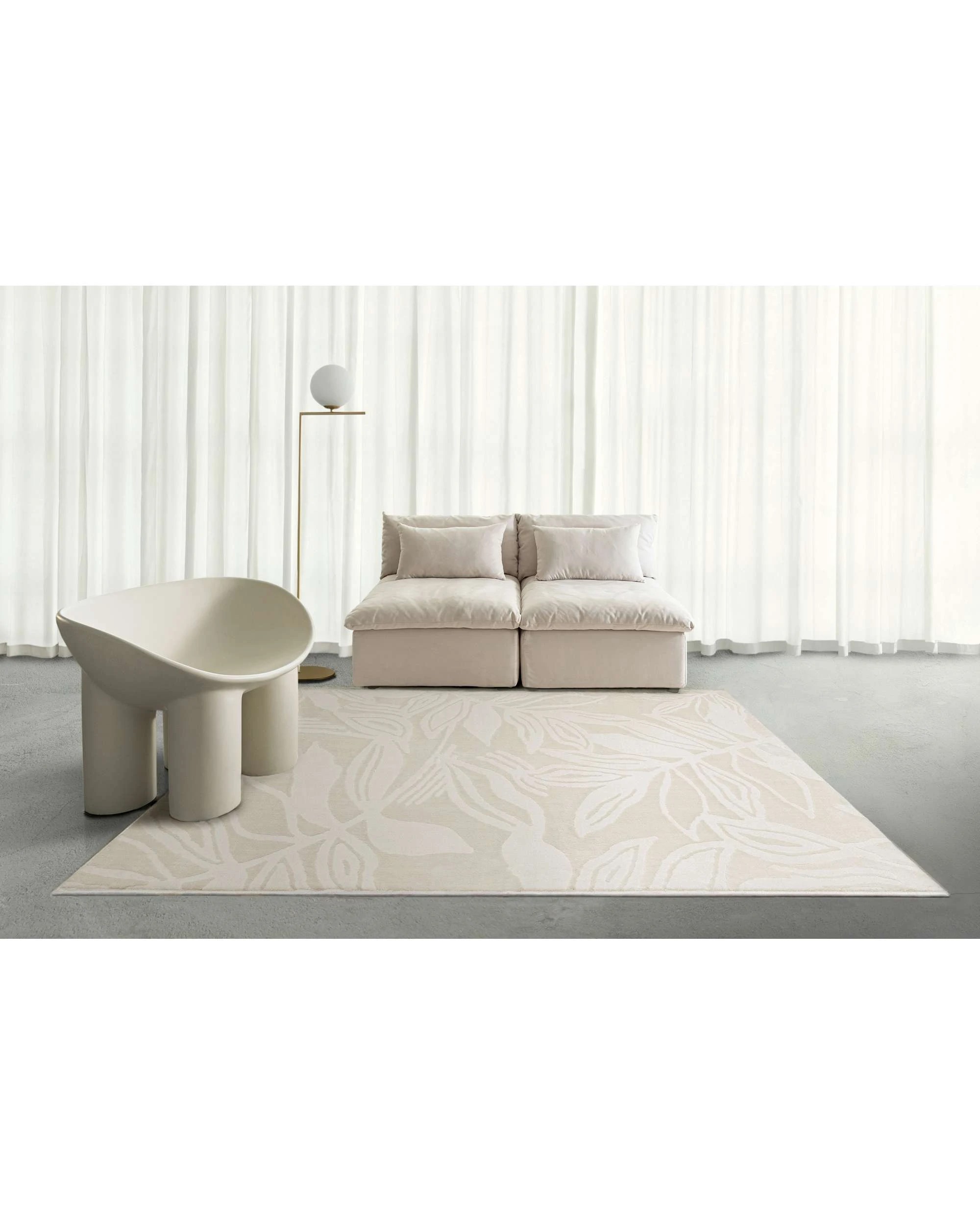 2 Loopsie Bessant Leafy Washable Rug-370cm x 280cm - Beige, 2 of 8