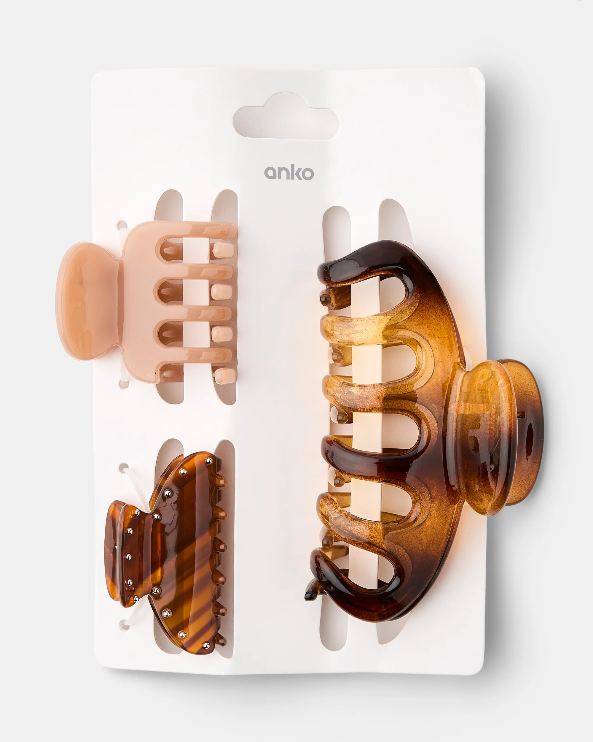 3 3 Pack Brown Tort Claw Hair Clips, 3 of 3