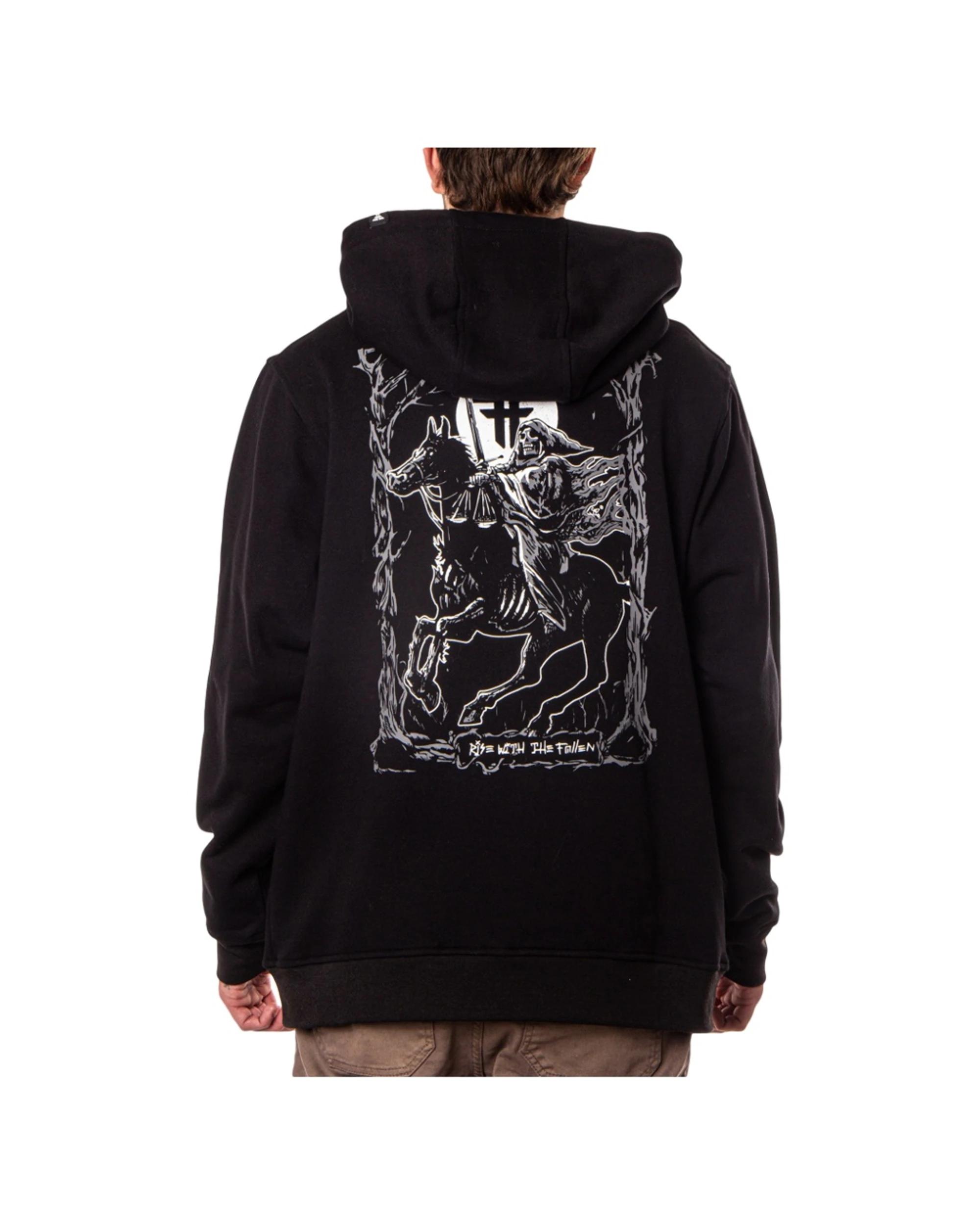 6 Fallen Footwear Mens Dark Horse Tarot Hoodie Cotton Polyester Blend BLK/WH, 6 of 7