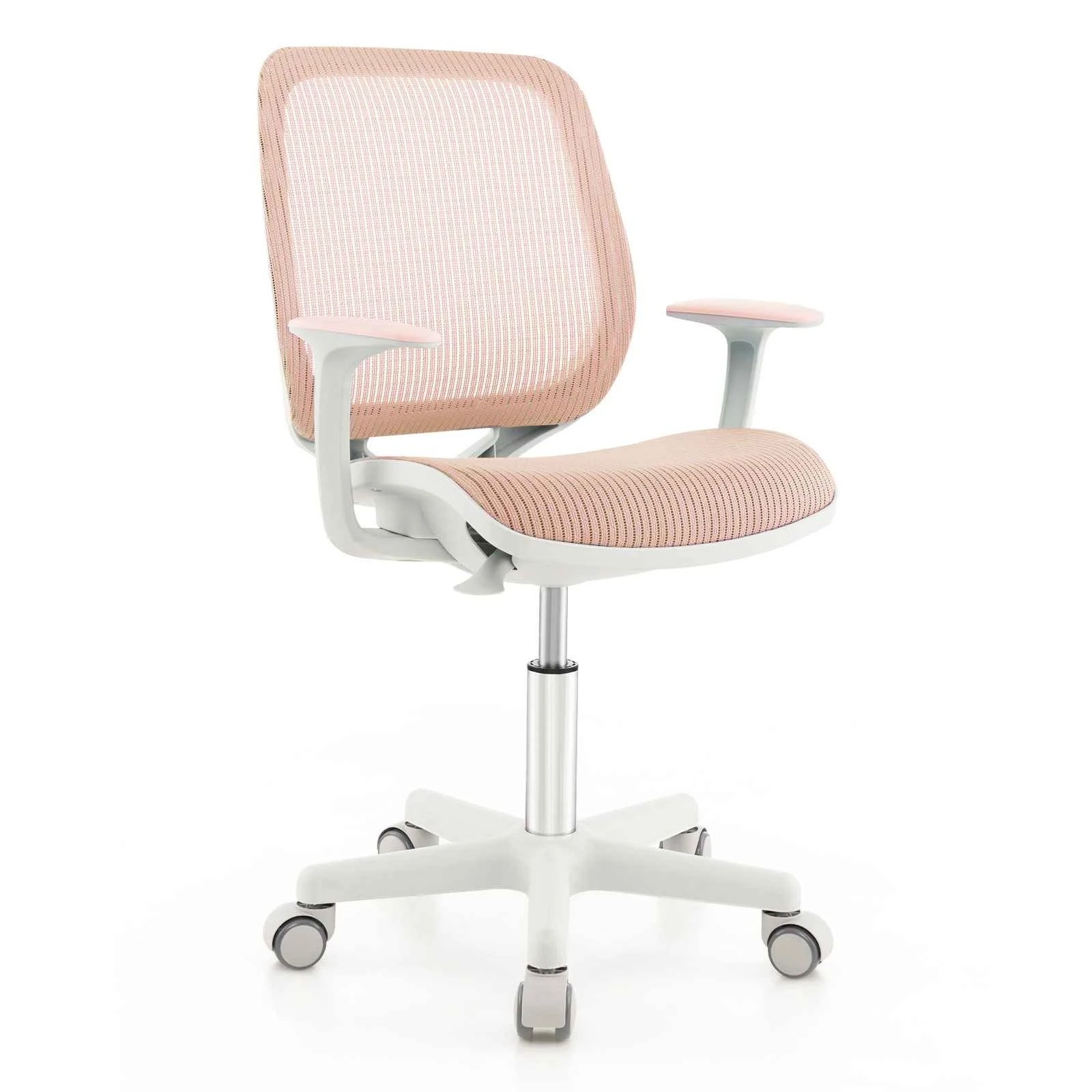 1 Costway Desk Chair Swivel Mesh Computer Chair Study Chair w/Adjustable Height - Pink, 1 of 3
