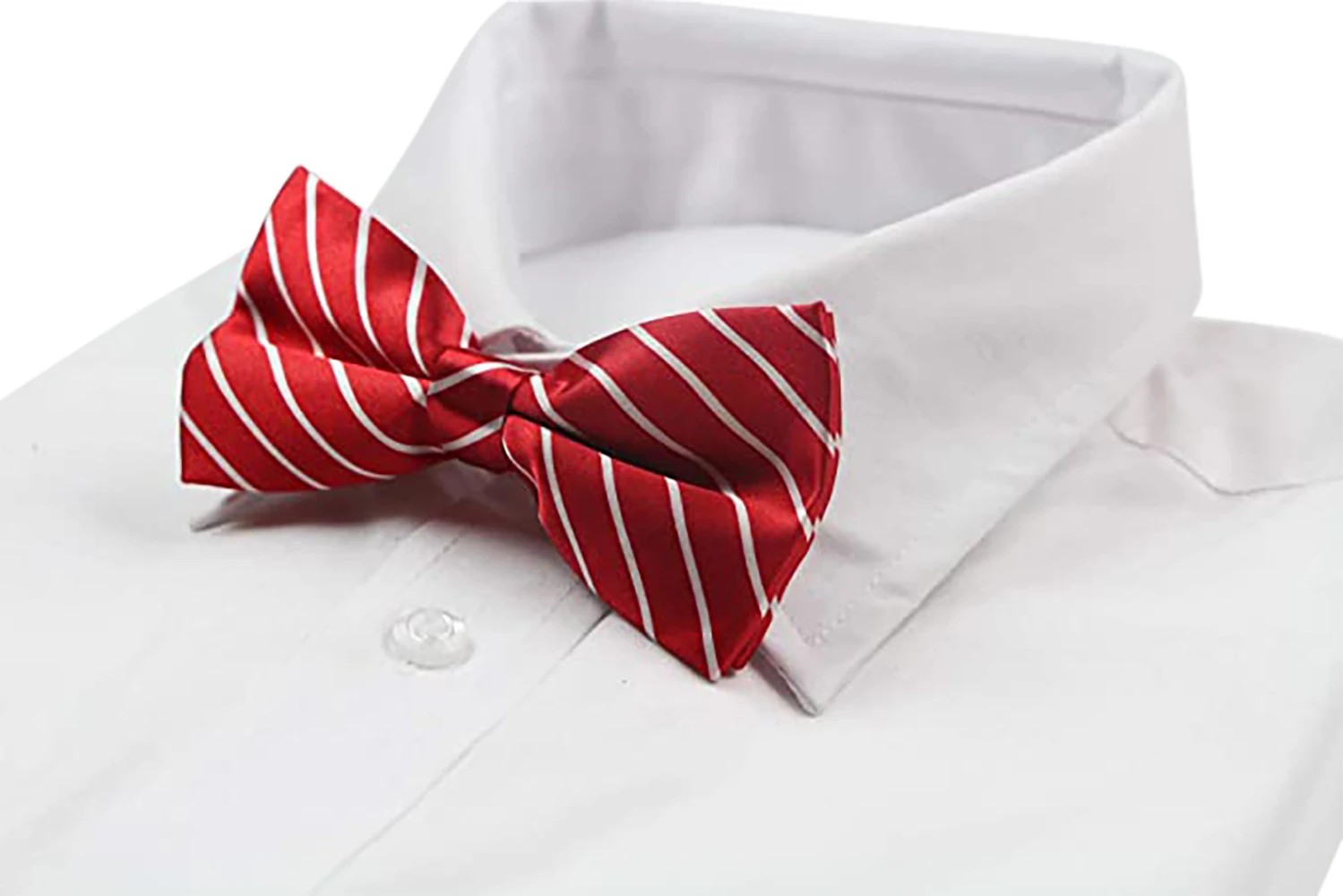 5 Zasel Mens Red With White Diagonal Stripe Patterned Bow Tie - Multi, 5 of 5