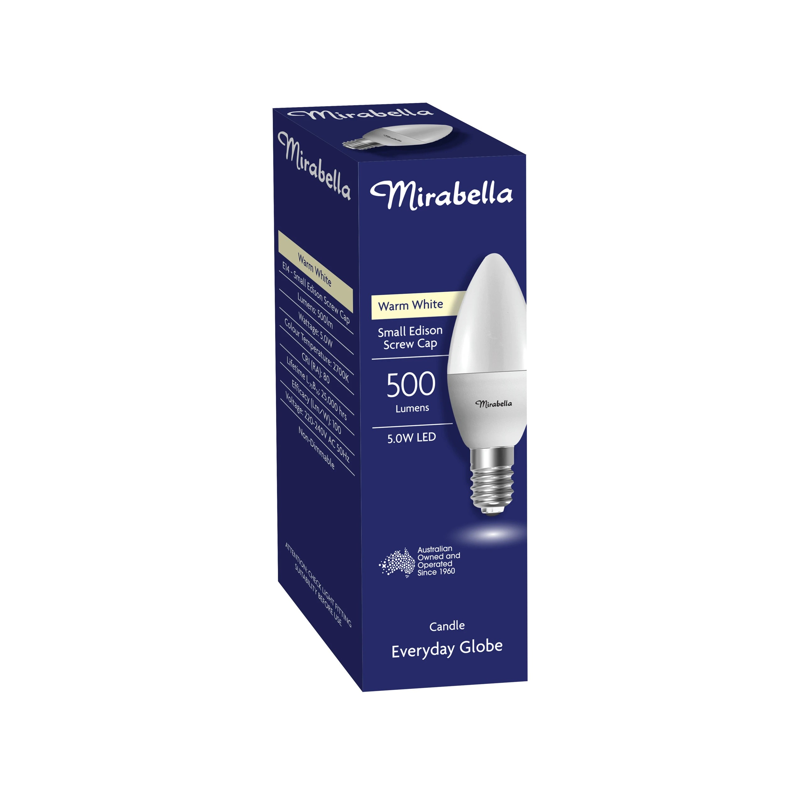 2 Mirabella E14 5W LED Warm White Candle Bulb, 2 of 6