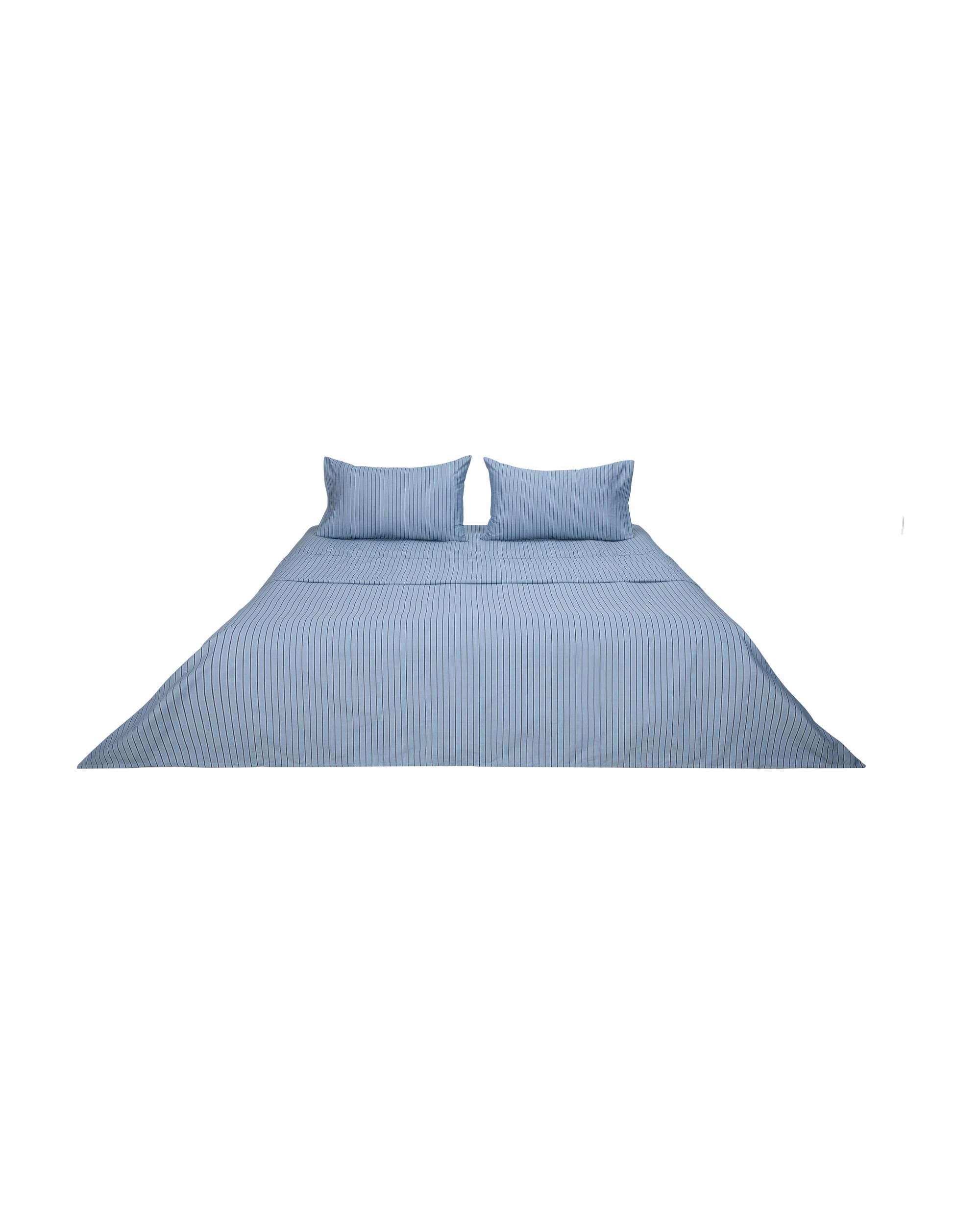 6 225 Thread Count Stripe Cotton Sheet Set - King Bed, Blue, 6 of 6