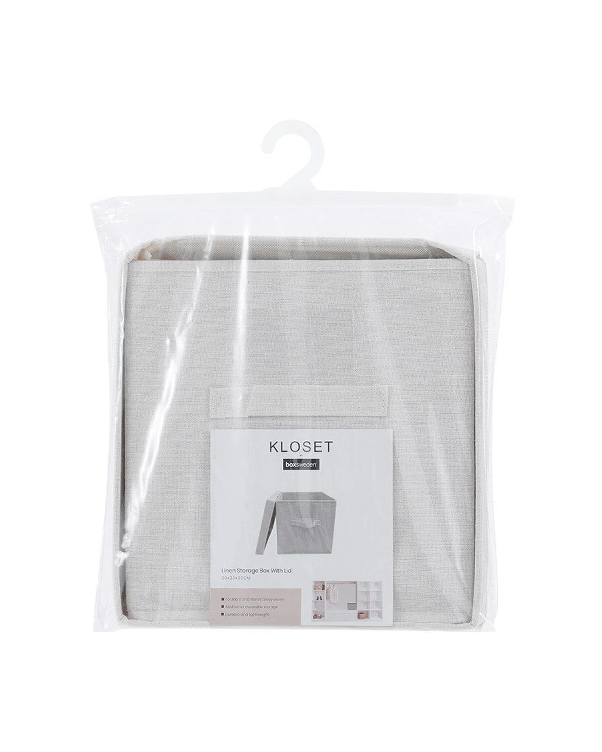 4 Boxsweden Kloset Linen Storage Cube 6PK Foldable With Lid 30x30x30cm Fabric
 - white, 4 of 6