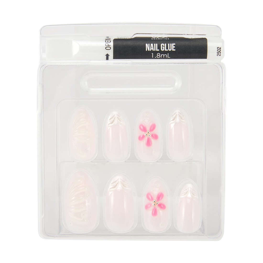 3 OXX Cosmetics 24 Pack Artificial Nails with Adhesive - Stiletto Shape, 3D French Tip, 3 of 4