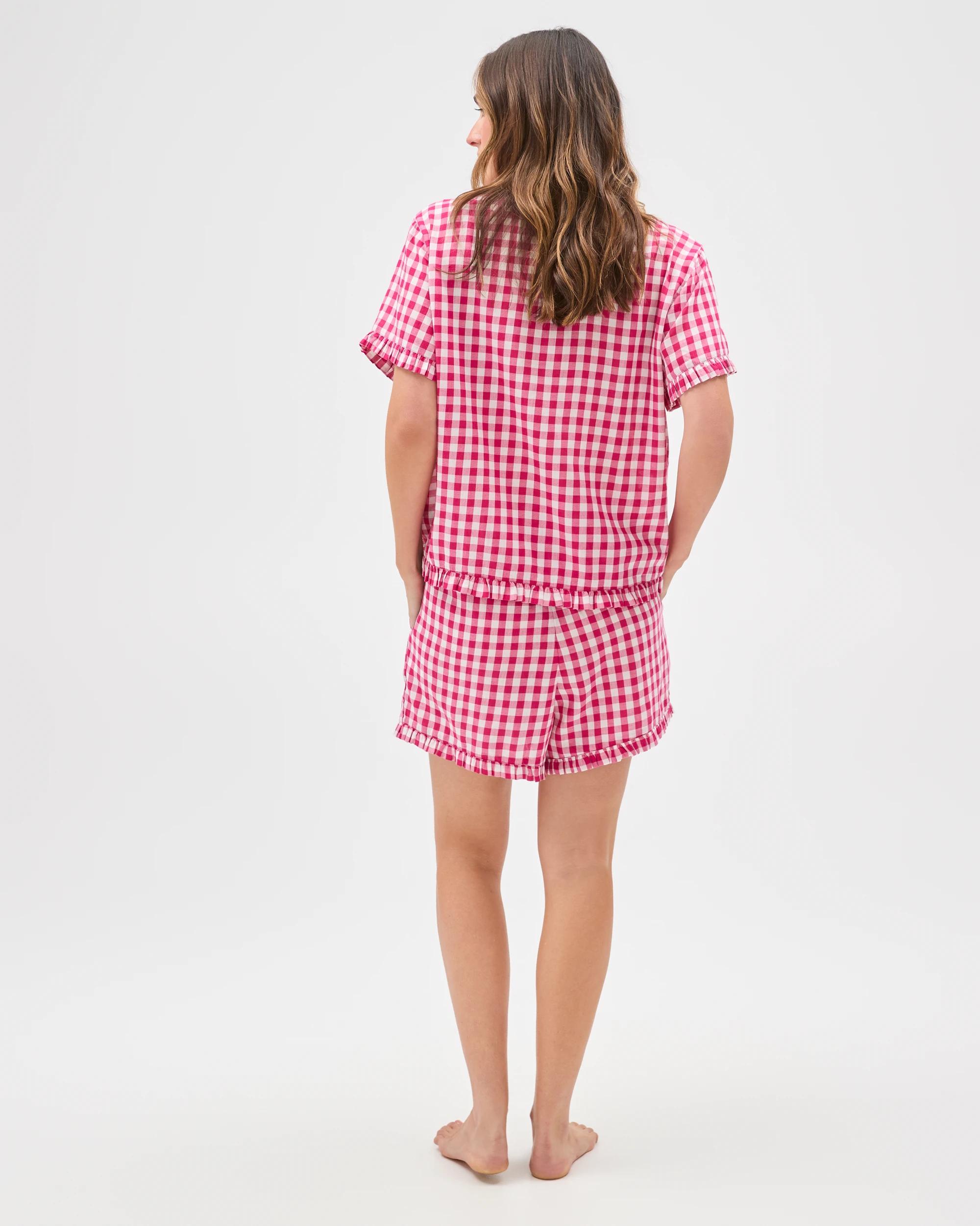 7 Target Womens Woven Frill Pyjama Set PINK FUSHIA GINGHAM, 7 of 7