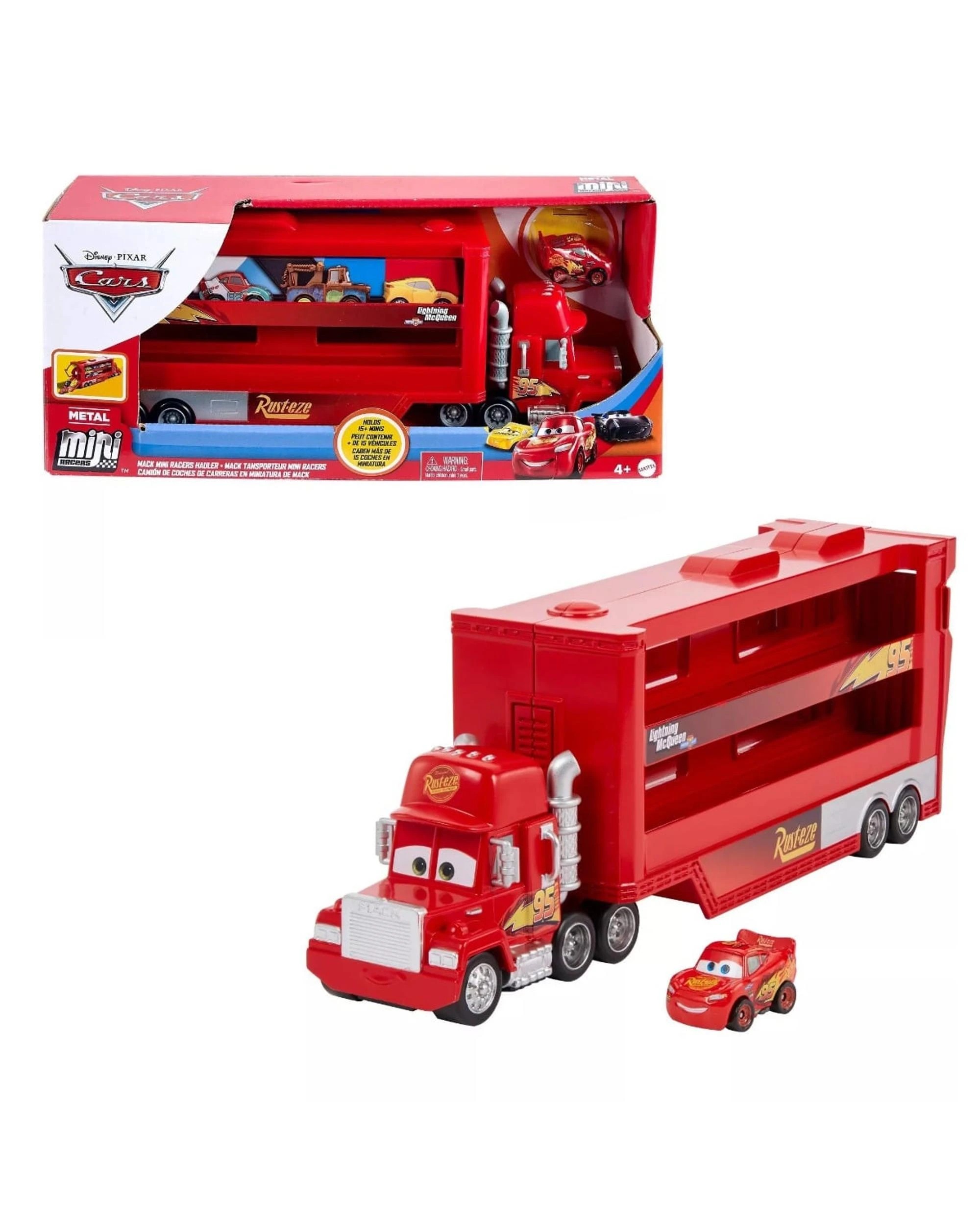 1 Disney Pixar Cars Mack Mini Racers Hauler With Lightning McQueen Diecast Car, 1 of 7