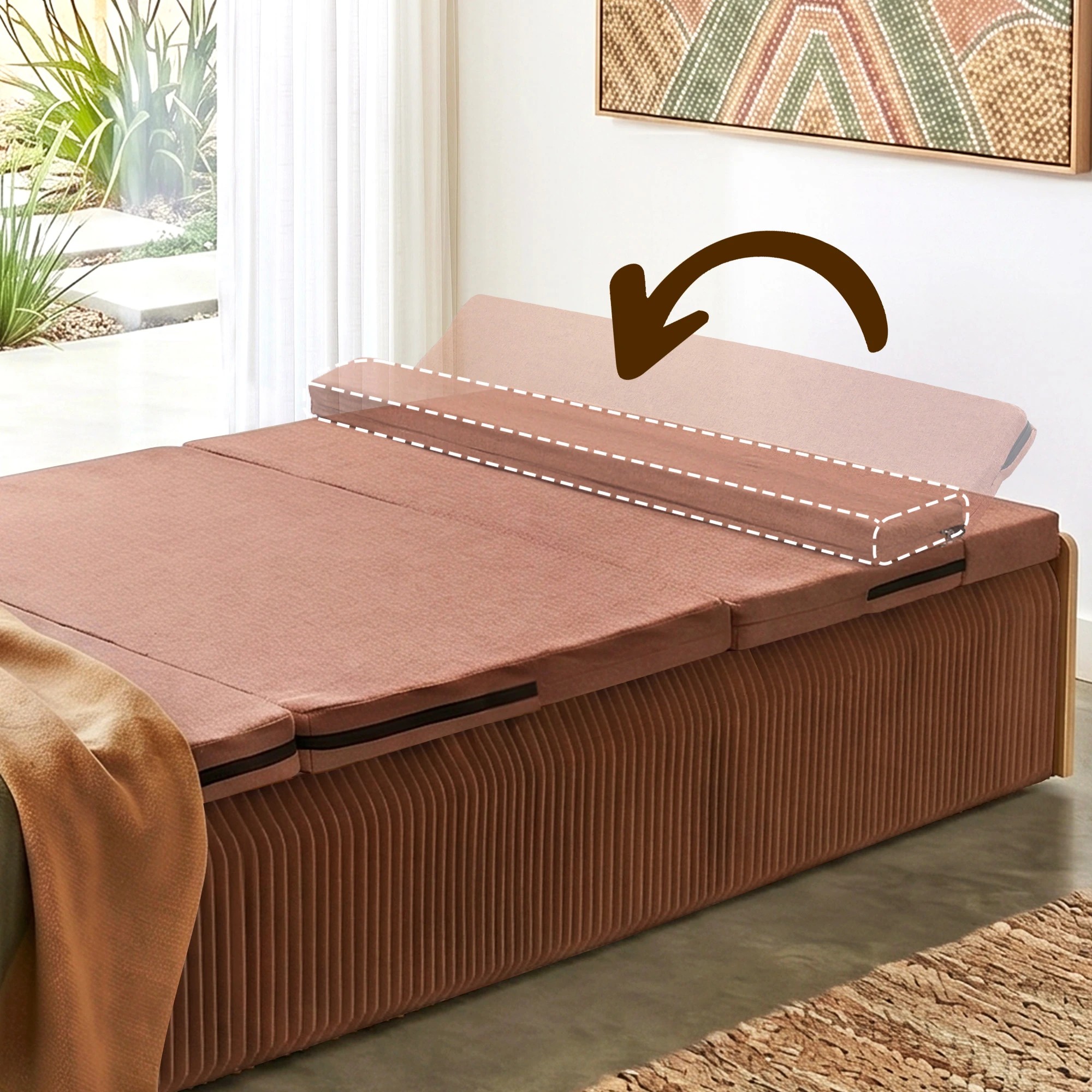9 Artiss Folding Kraft Paper Bed Frame with Mattress and Pillow 300kg Capacity - Brown, 9 of 10